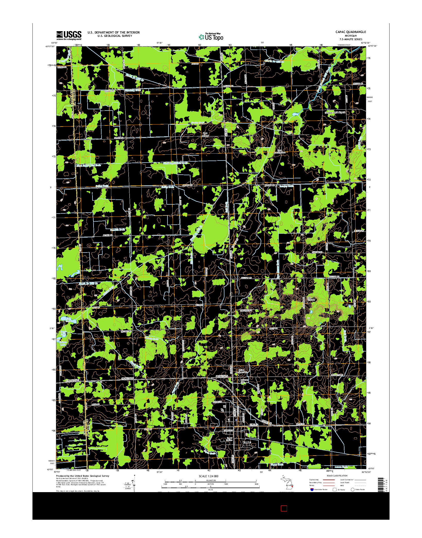 USGS US TOPO 7.5-MINUTE MAP FOR CAPAC, MI 2014