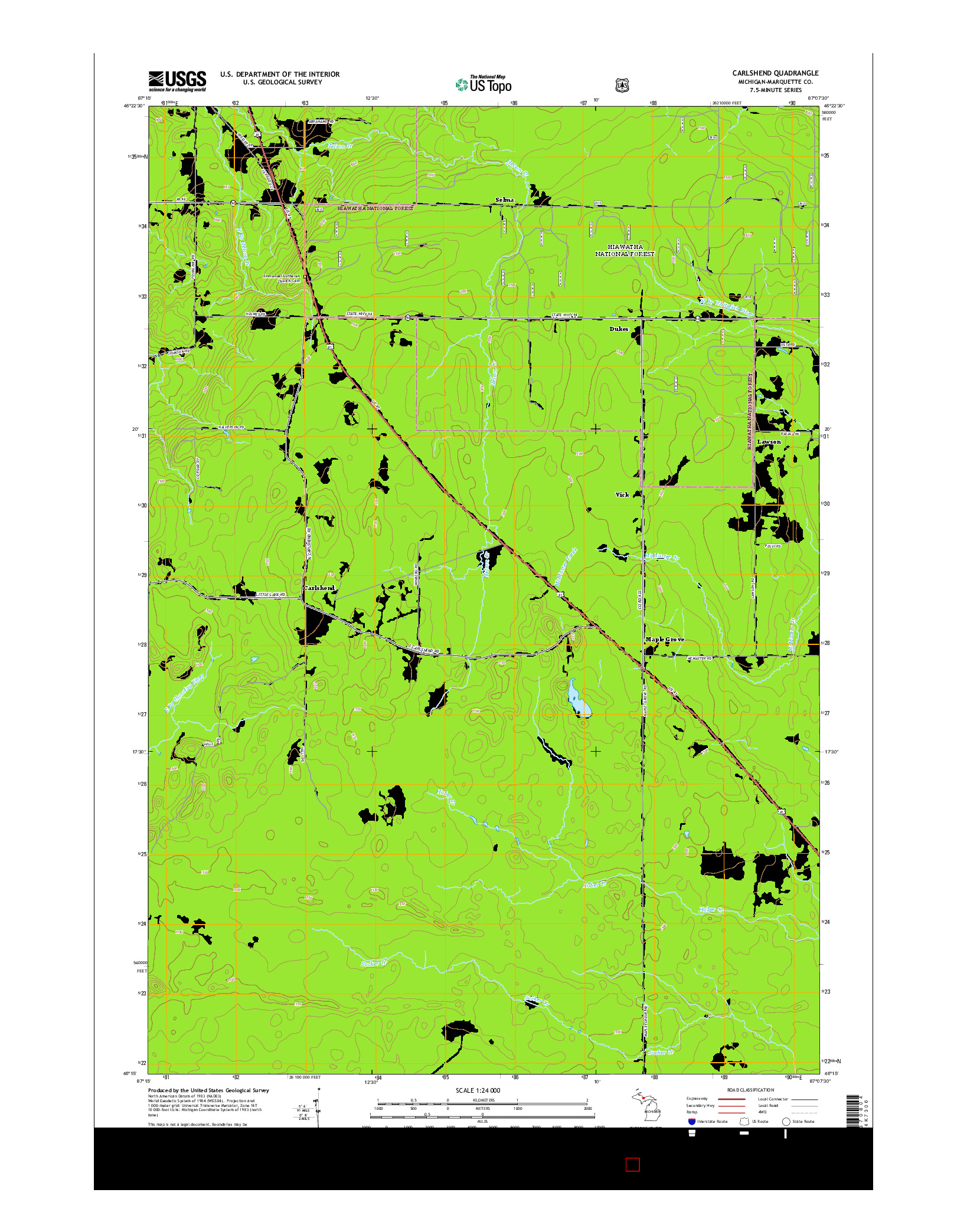 USGS US TOPO 7.5-MINUTE MAP FOR CARLSHEND, MI 2014