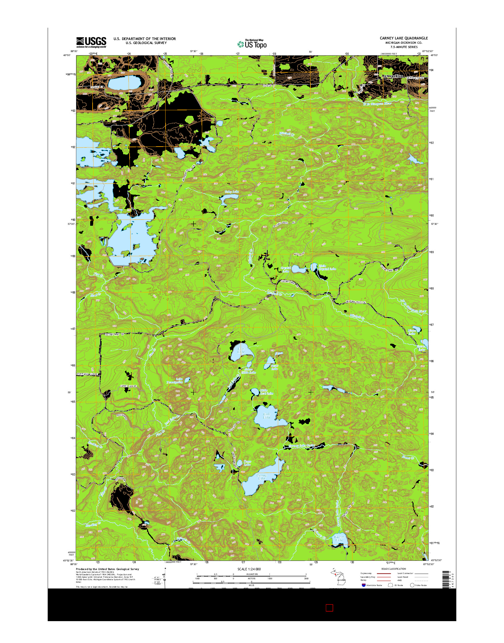 USGS US TOPO 7.5-MINUTE MAP FOR CARNEY LAKE, MI 2014