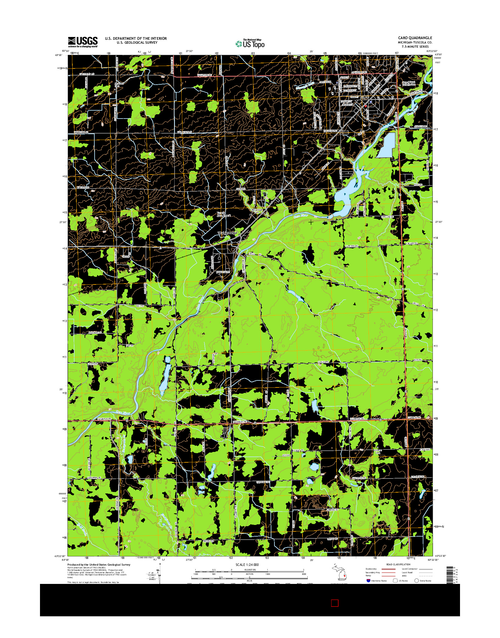 USGS US TOPO 7.5-MINUTE MAP FOR CARO, MI 2014