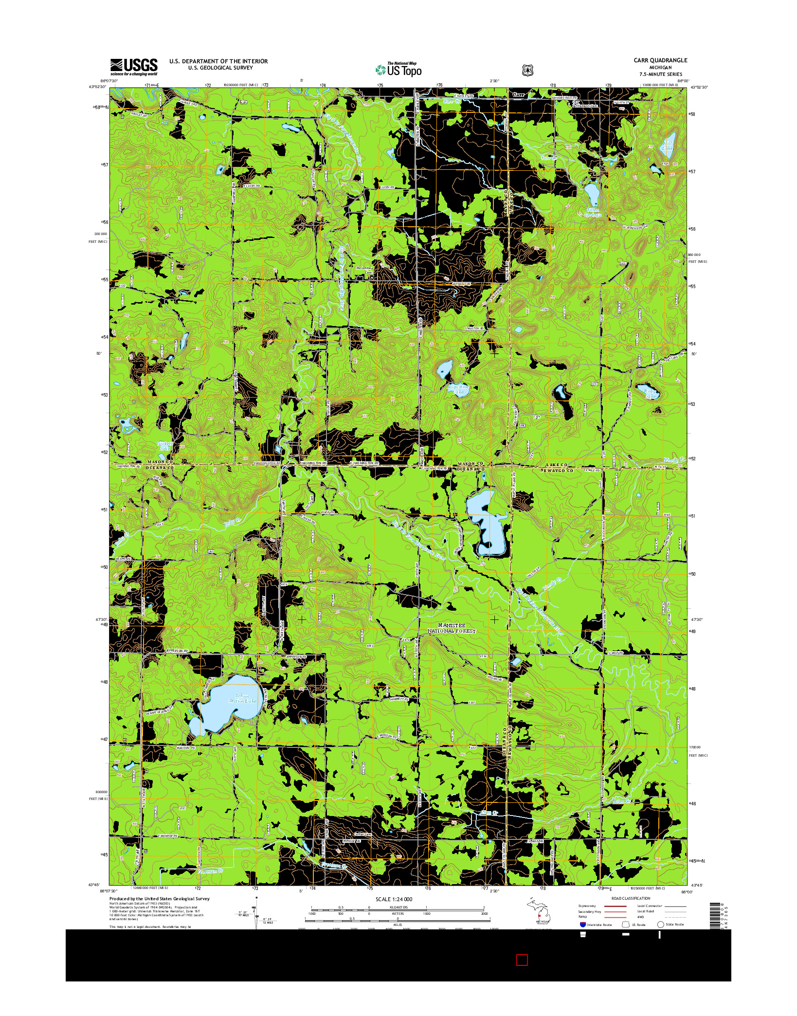 USGS US TOPO 7.5-MINUTE MAP FOR CARR, MI 2014