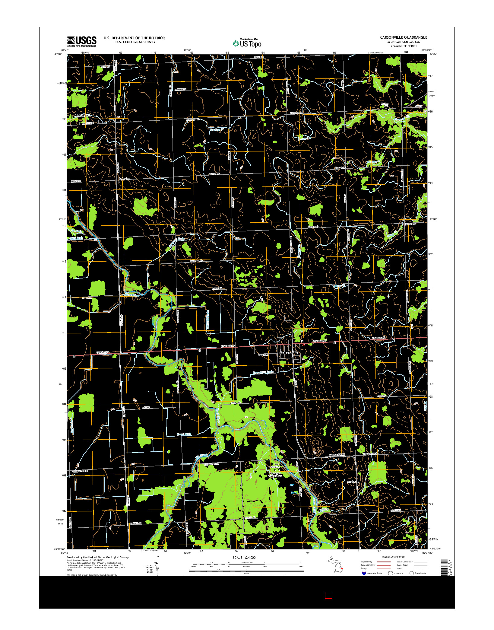 USGS US TOPO 7.5-MINUTE MAP FOR CARSONVILLE, MI 2014