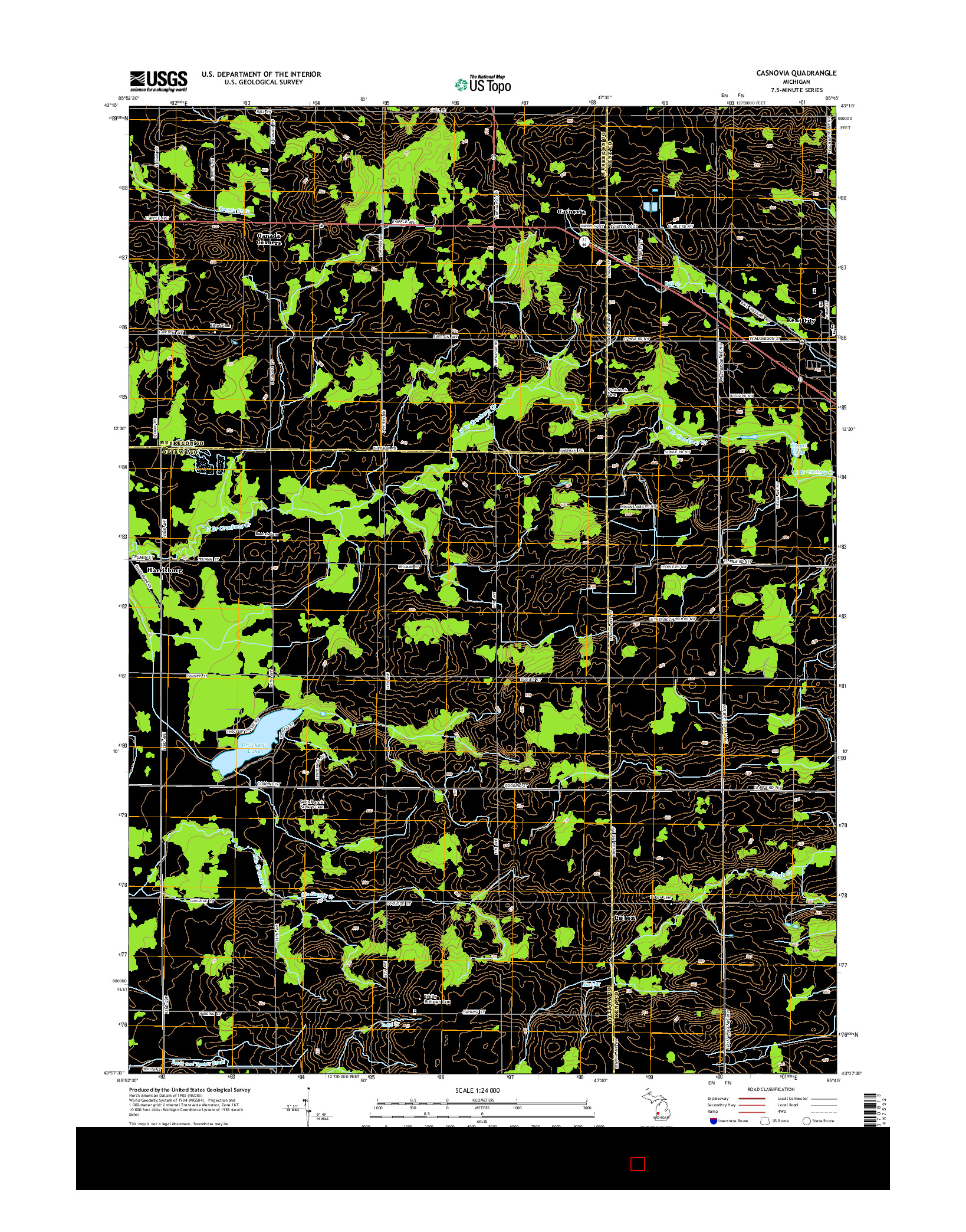 USGS US TOPO 7.5-MINUTE MAP FOR CASNOVIA, MI 2014