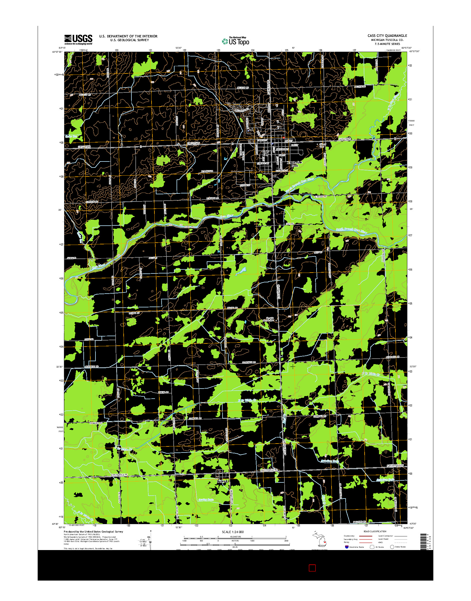 USGS US TOPO 7.5-MINUTE MAP FOR CASS CITY, MI 2014