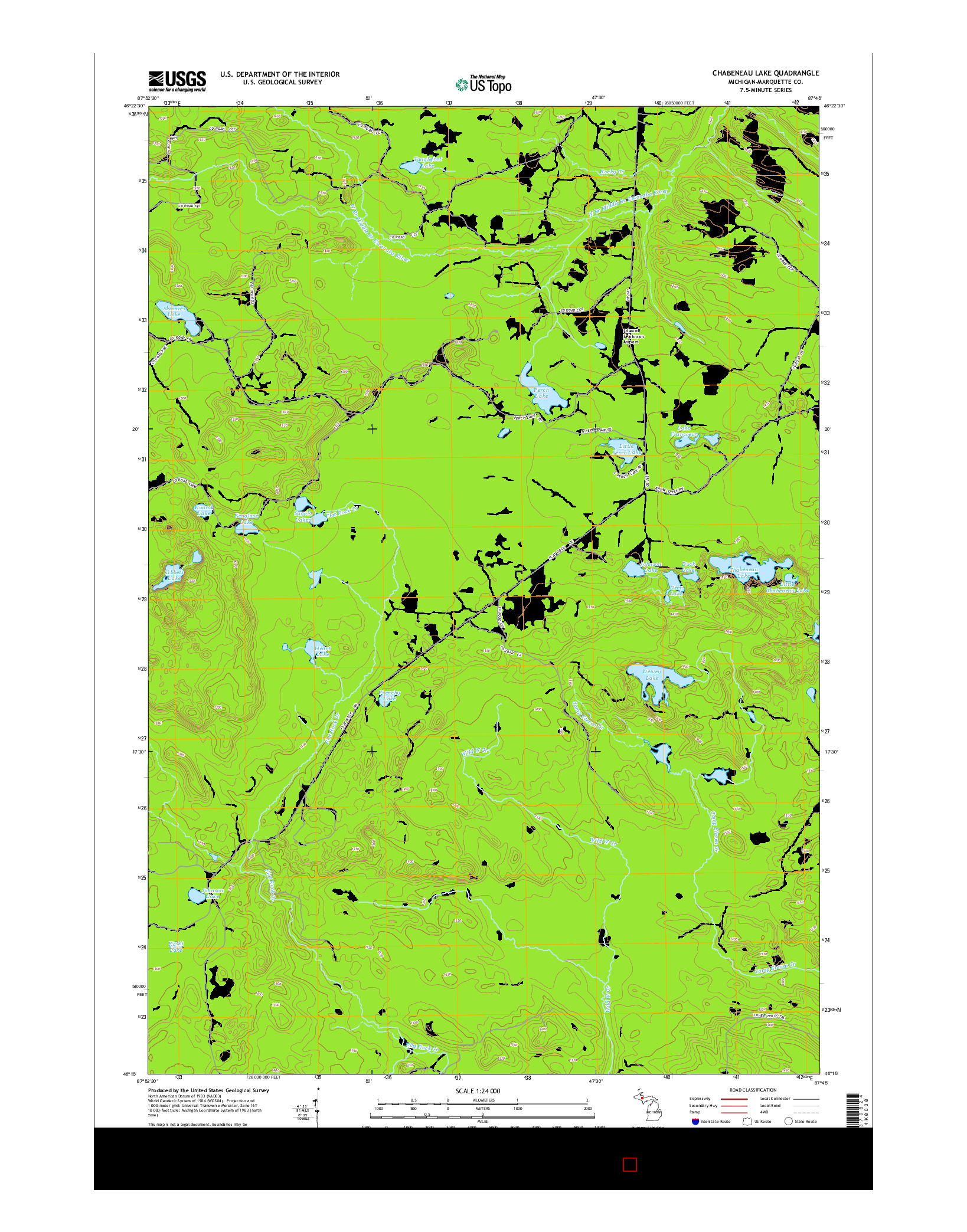 USGS US TOPO 7.5-MINUTE MAP FOR CHABENEAU LAKE, MI 2014