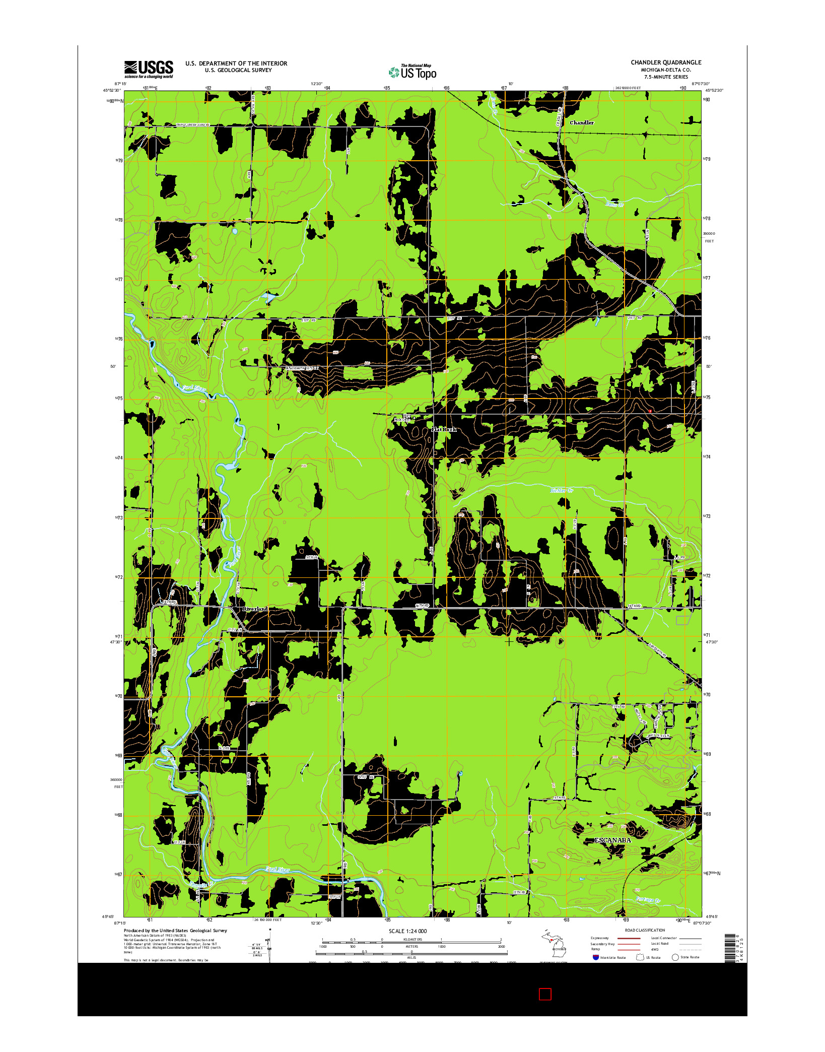 USGS US TOPO 7.5-MINUTE MAP FOR CHANDLER, MI 2014