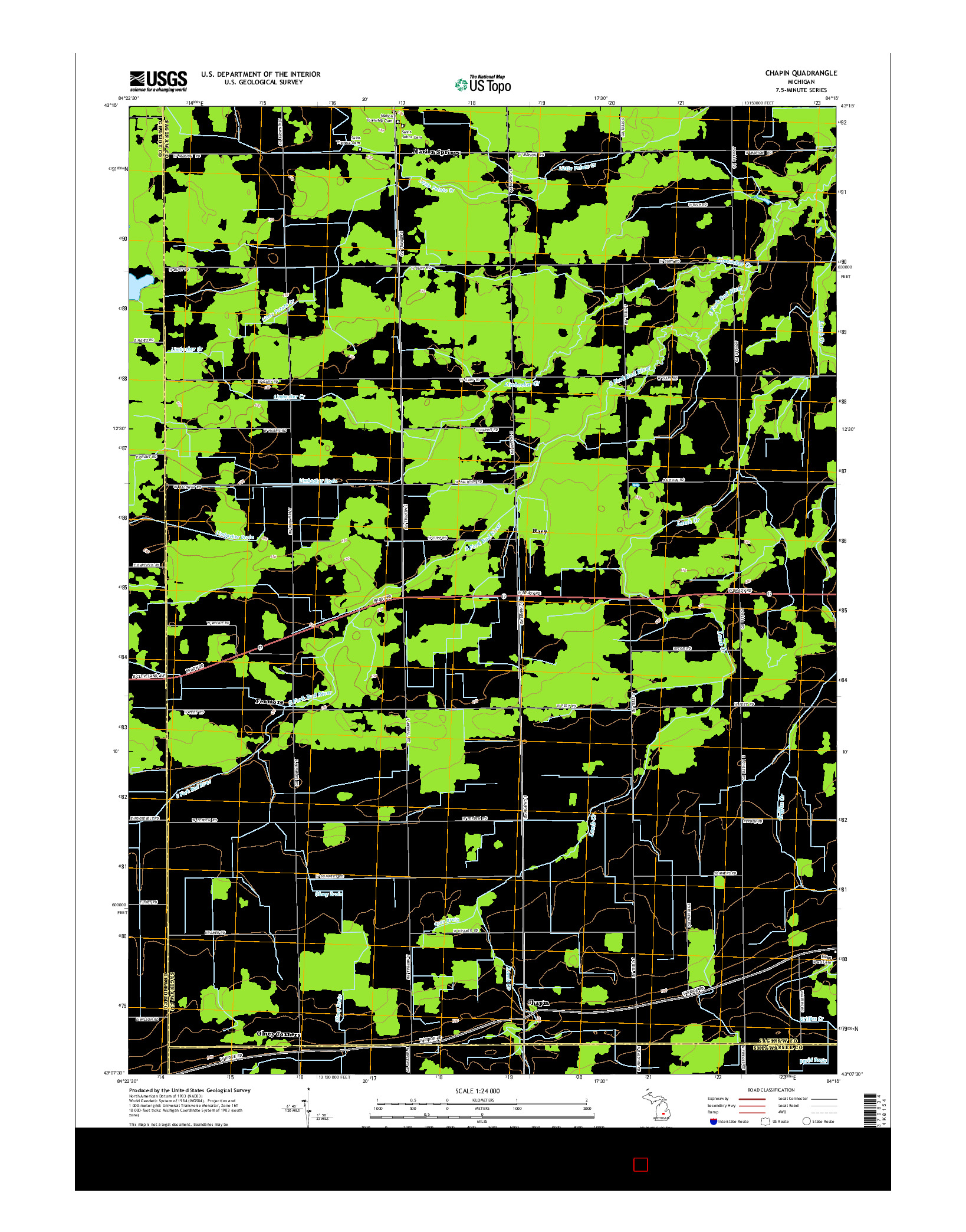 USGS US TOPO 7.5-MINUTE MAP FOR CHAPIN, MI 2014