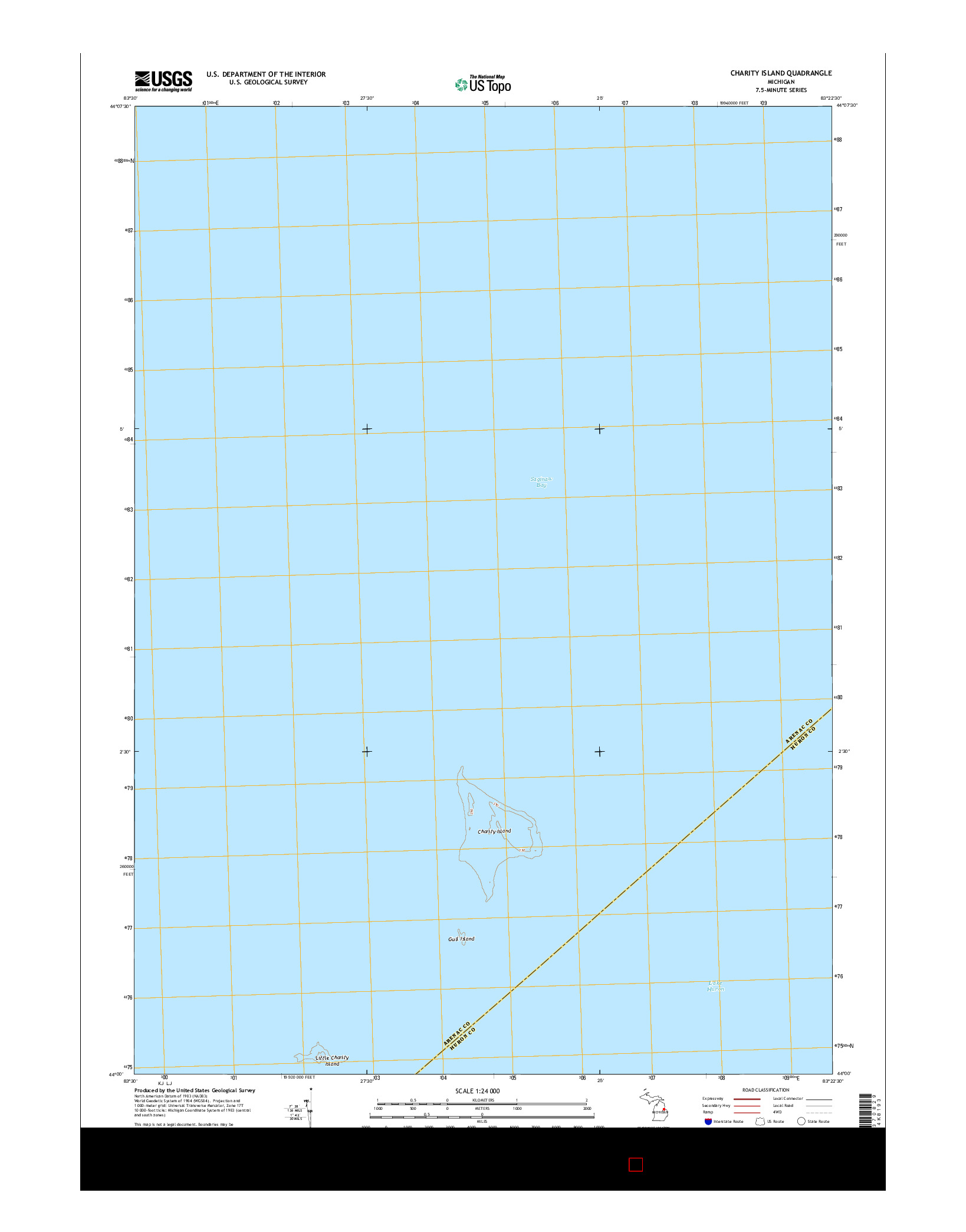 USGS US TOPO 7.5-MINUTE MAP FOR CHARITY ISLAND, MI 2014