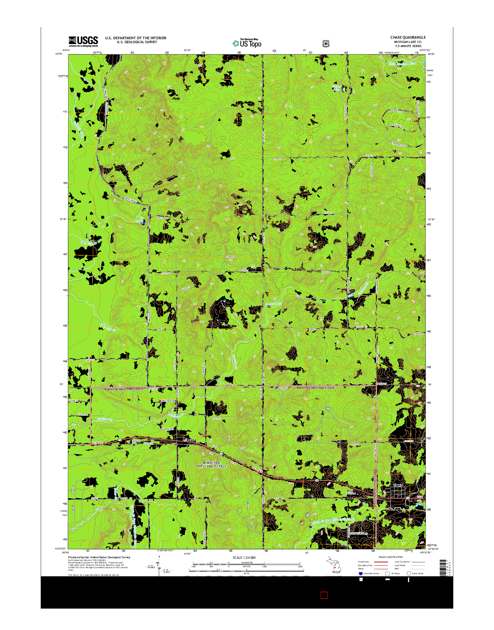 USGS US TOPO 7.5-MINUTE MAP FOR CHASE, MI 2014