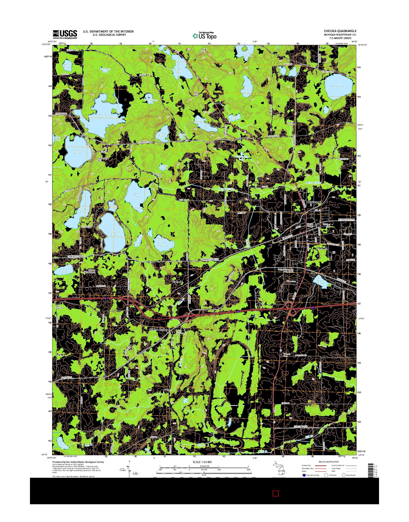 USGS US TOPO 7.5-MINUTE MAP FOR CHELSEA, MI 2014