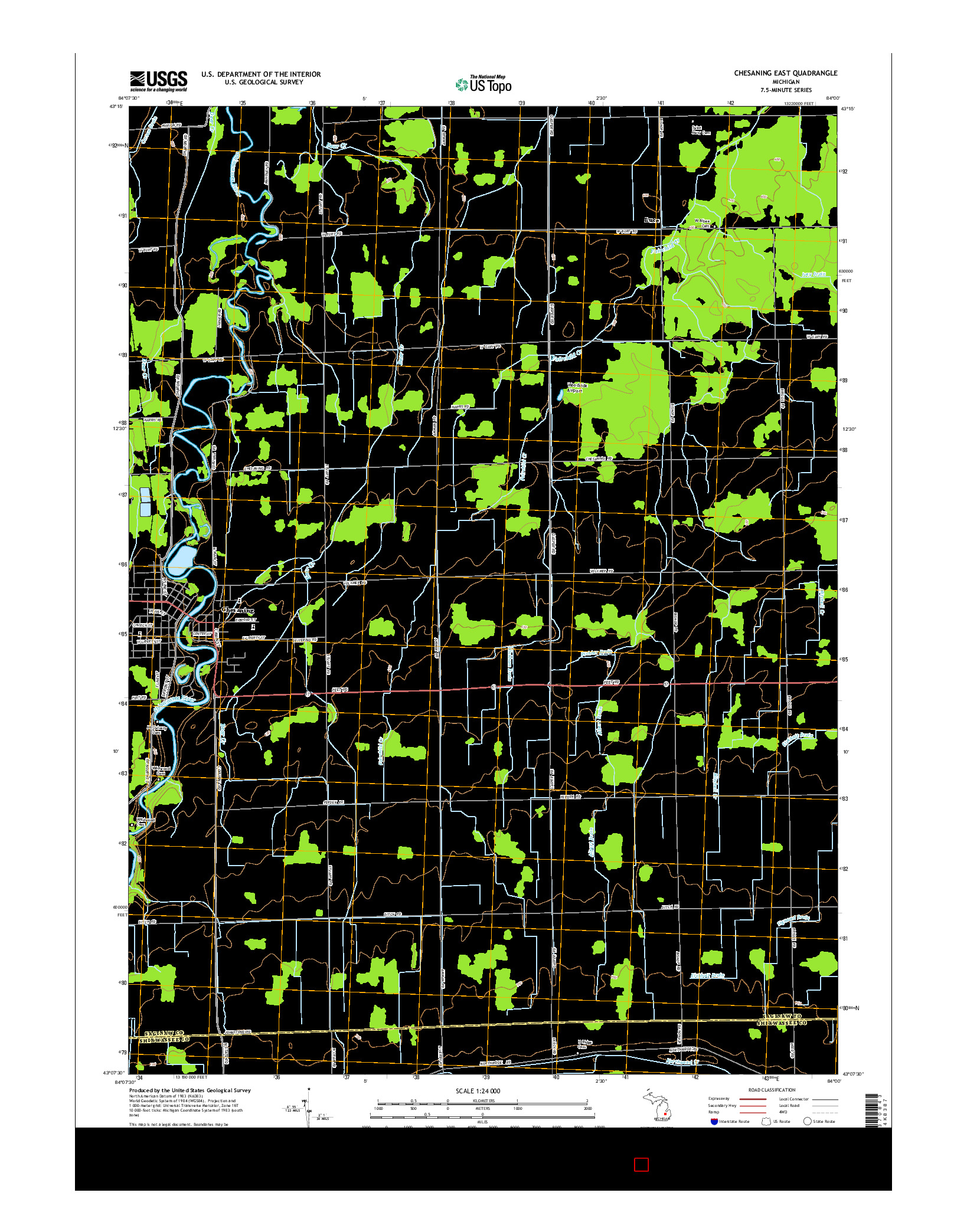 USGS US TOPO 7.5-MINUTE MAP FOR CHESANING EAST, MI 2014