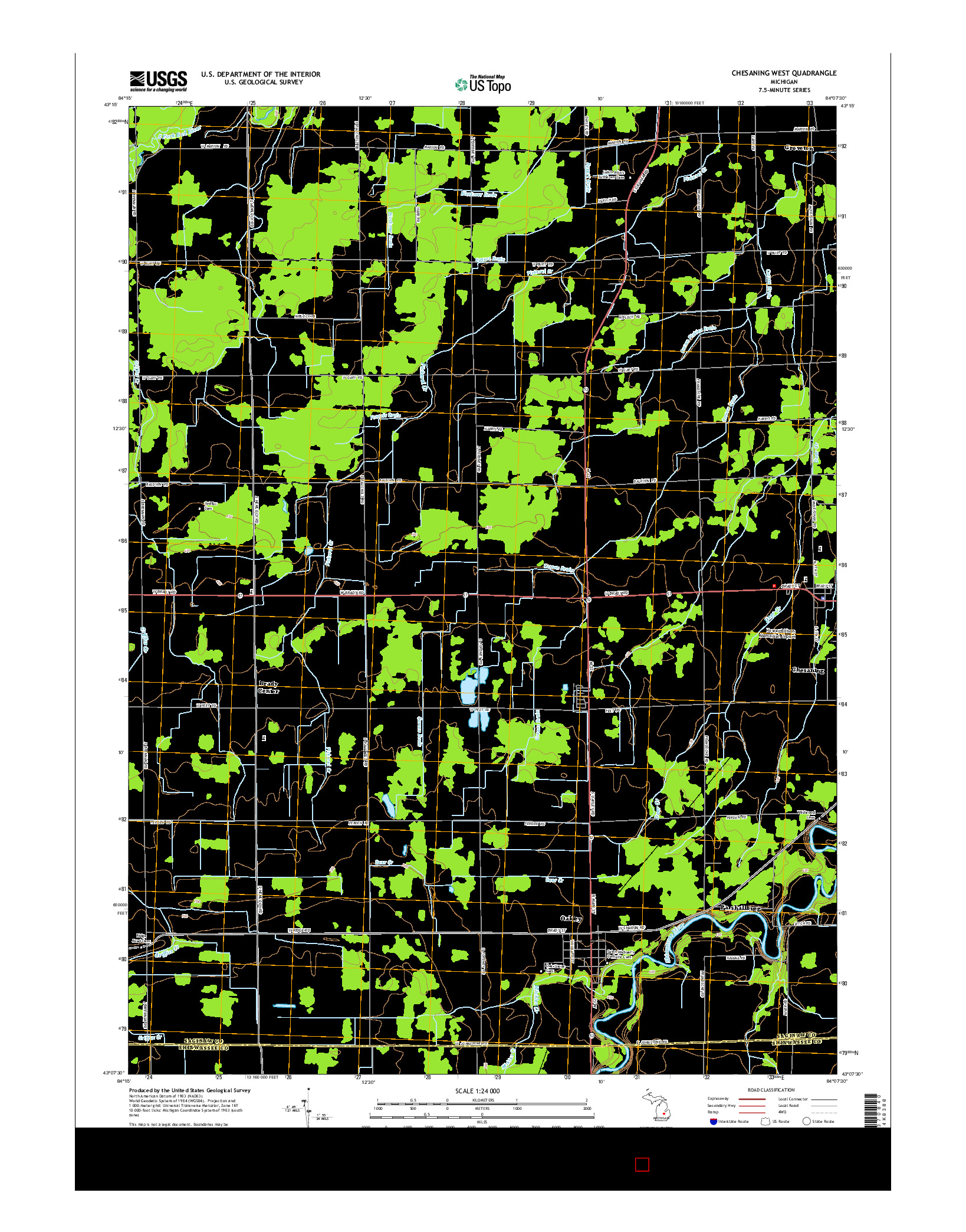 USGS US TOPO 7.5-MINUTE MAP FOR CHESANING WEST, MI 2014