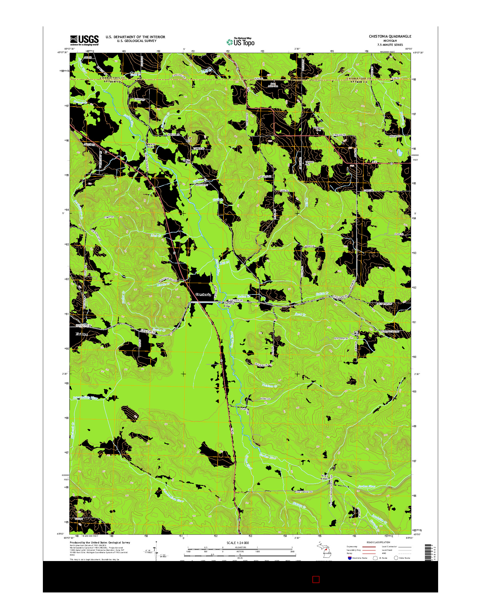 USGS US TOPO 7.5-MINUTE MAP FOR CHESTONIA, MI 2014