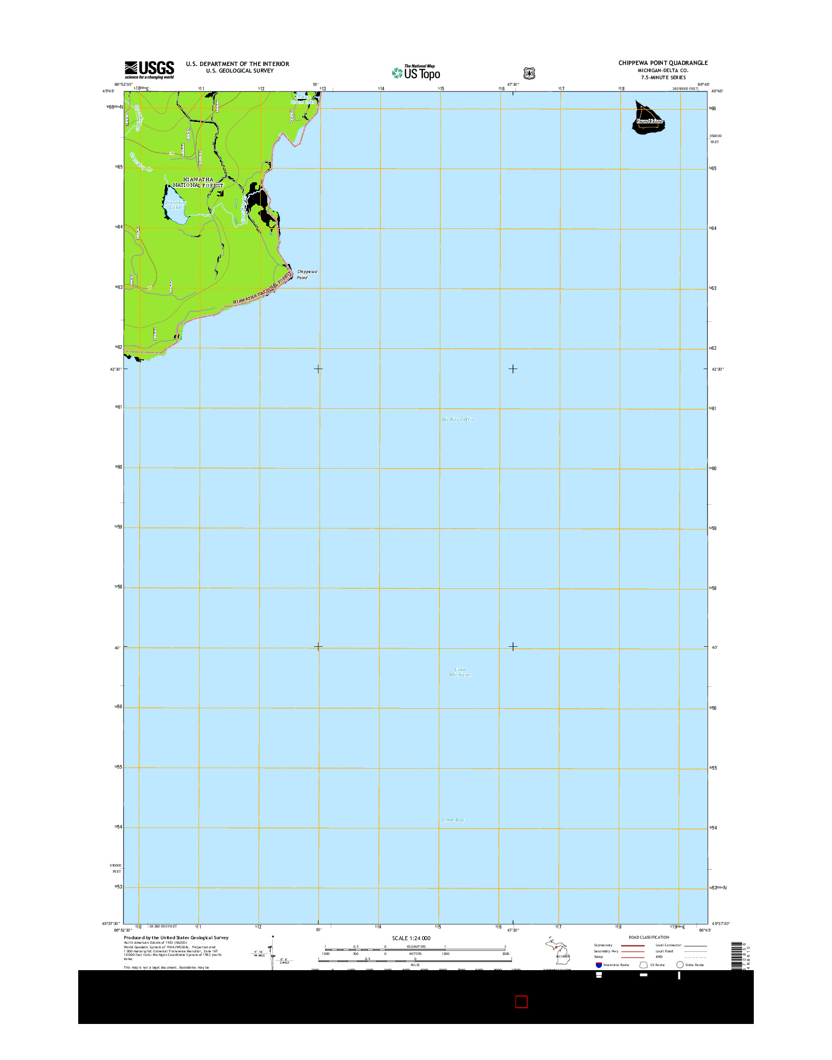 USGS US TOPO 7.5-MINUTE MAP FOR CHIPPEWA POINT, MI 2014