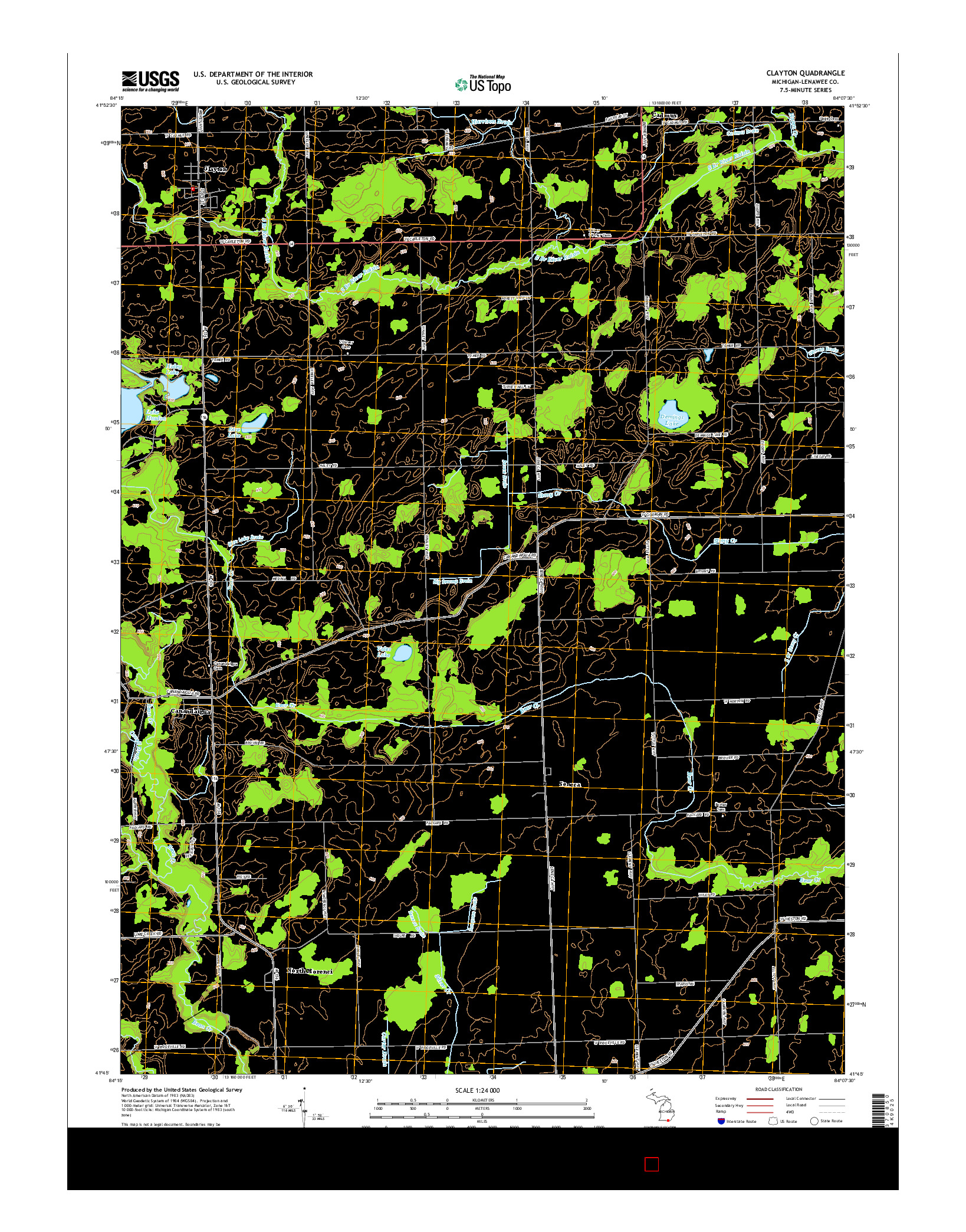 USGS US TOPO 7.5-MINUTE MAP FOR CLAYTON, MI 2014