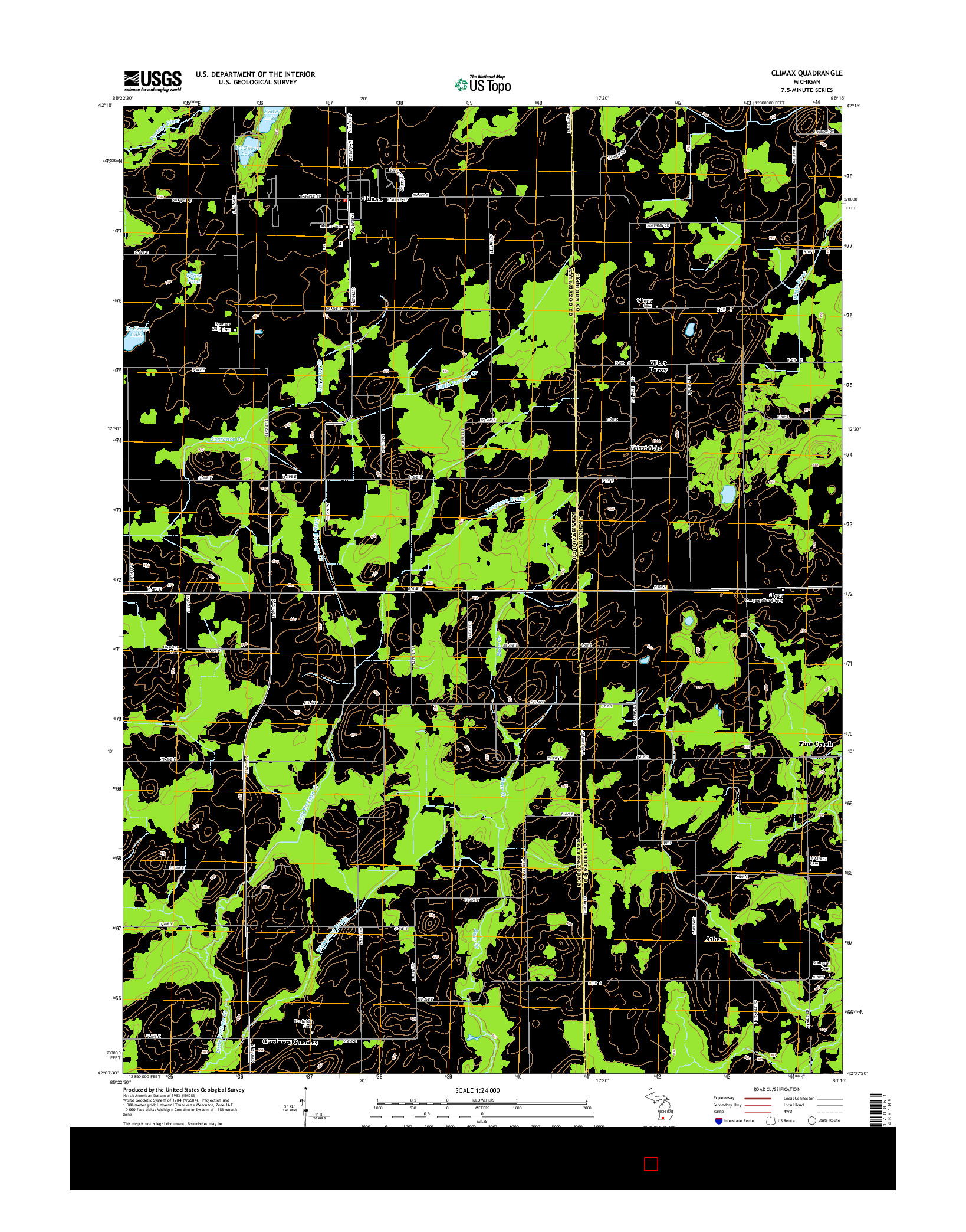 USGS US TOPO 7.5-MINUTE MAP FOR CLIMAX, MI 2014