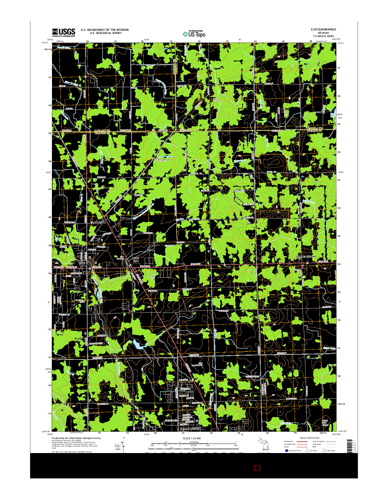 USGS US TOPO 7.5-MINUTE MAP FOR CLIO, MI 2014