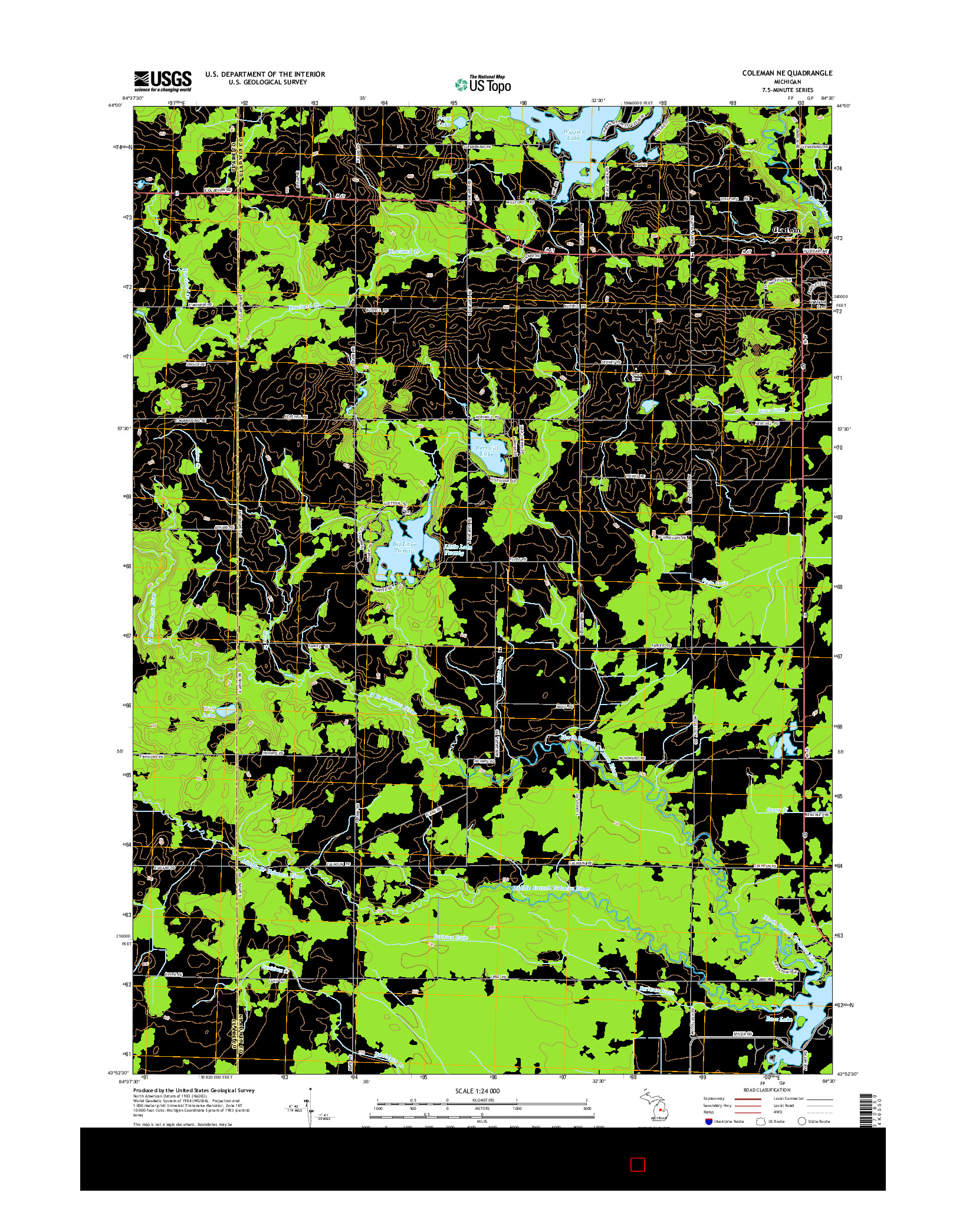 USGS US TOPO 7.5-MINUTE MAP FOR COLEMAN NE, MI 2014