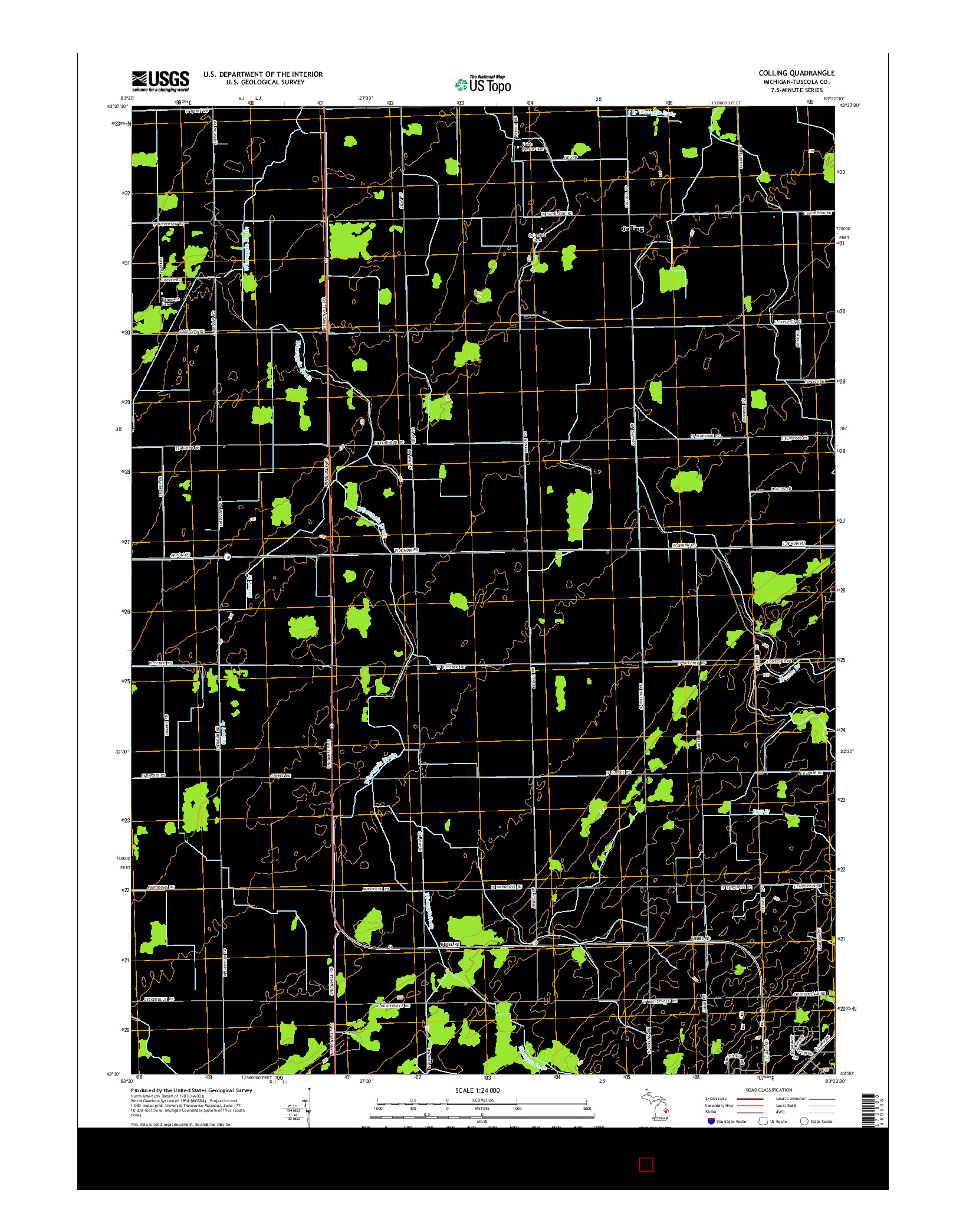 USGS US TOPO 7.5-MINUTE MAP FOR COLLING, MI 2014