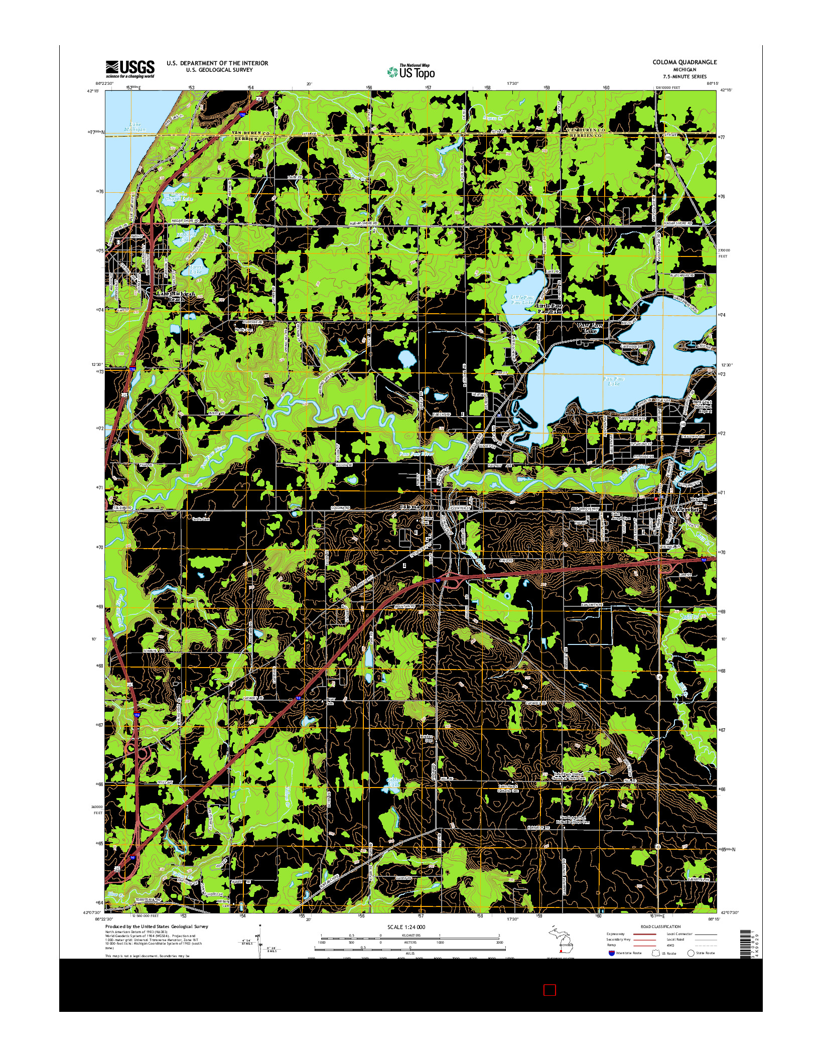 USGS US TOPO 7.5-MINUTE MAP FOR COLOMA, MI 2014