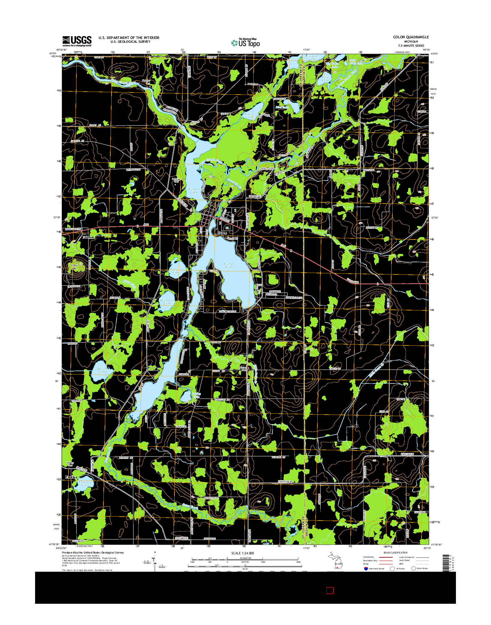 USGS US TOPO 7.5-MINUTE MAP FOR COLON, MI 2014