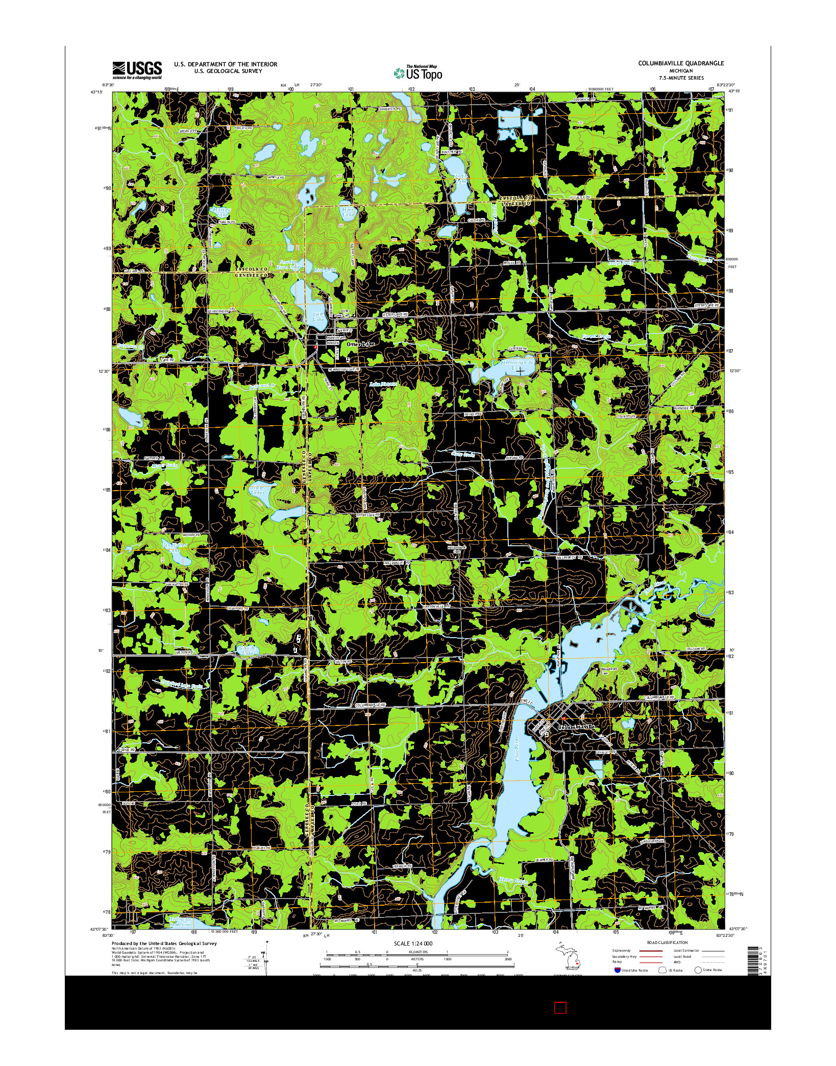 USGS US TOPO 7.5-MINUTE MAP FOR COLUMBIAVILLE, MI 2014