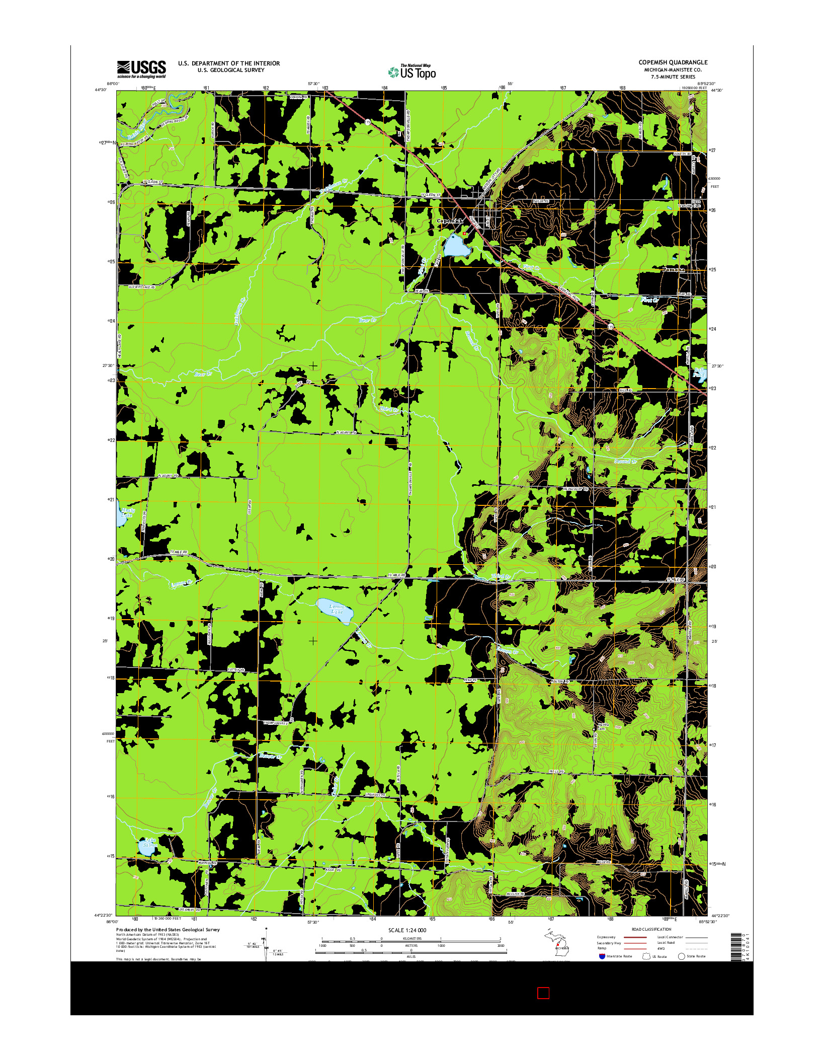 USGS US TOPO 7.5-MINUTE MAP FOR COPEMISH, MI 2014