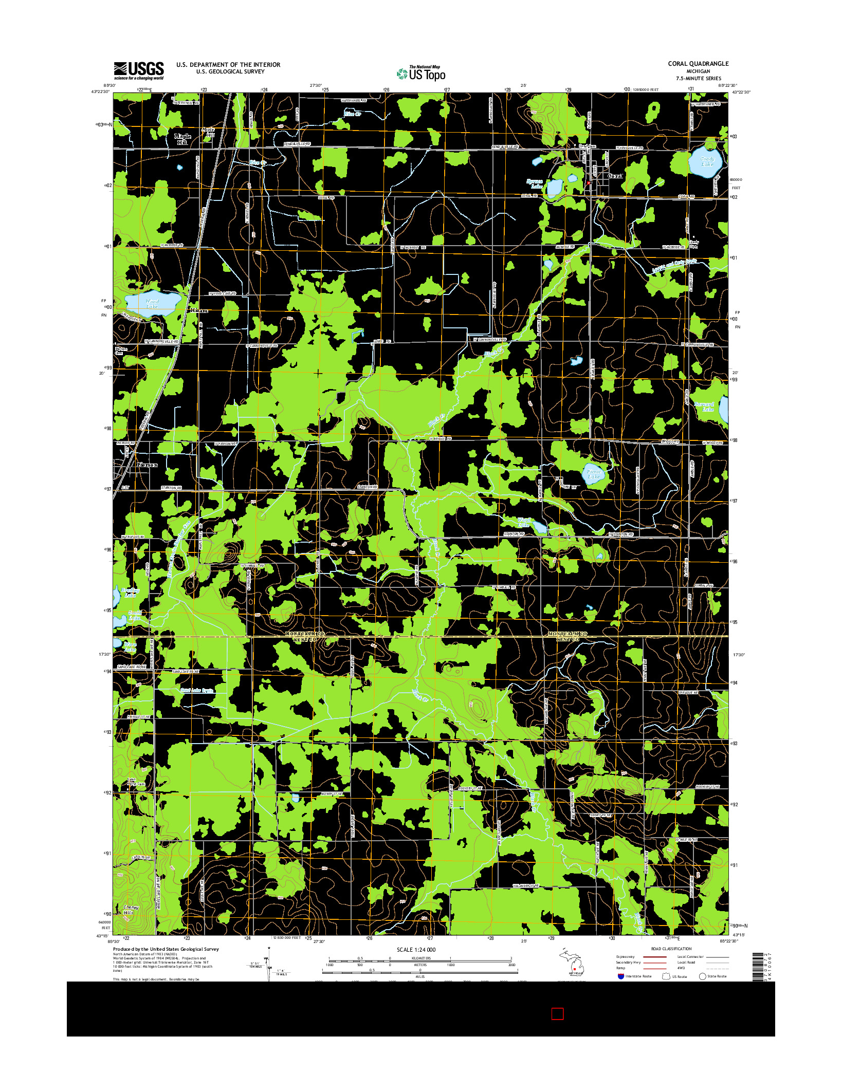 USGS US TOPO 7.5-MINUTE MAP FOR CORAL, MI 2014