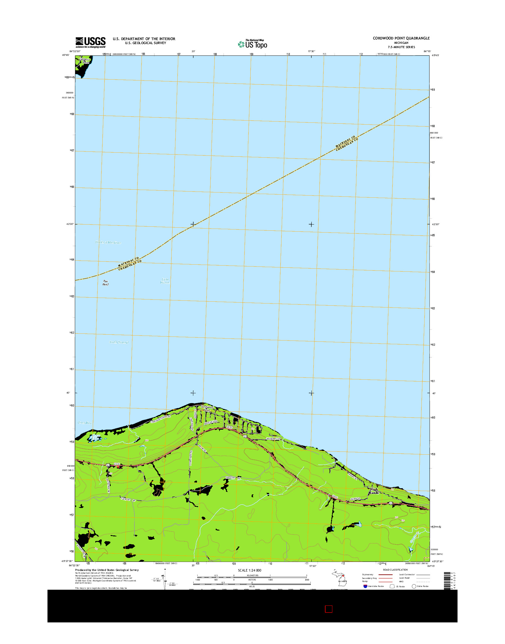 USGS US TOPO 7.5-MINUTE MAP FOR CORDWOOD POINT, MI 2014