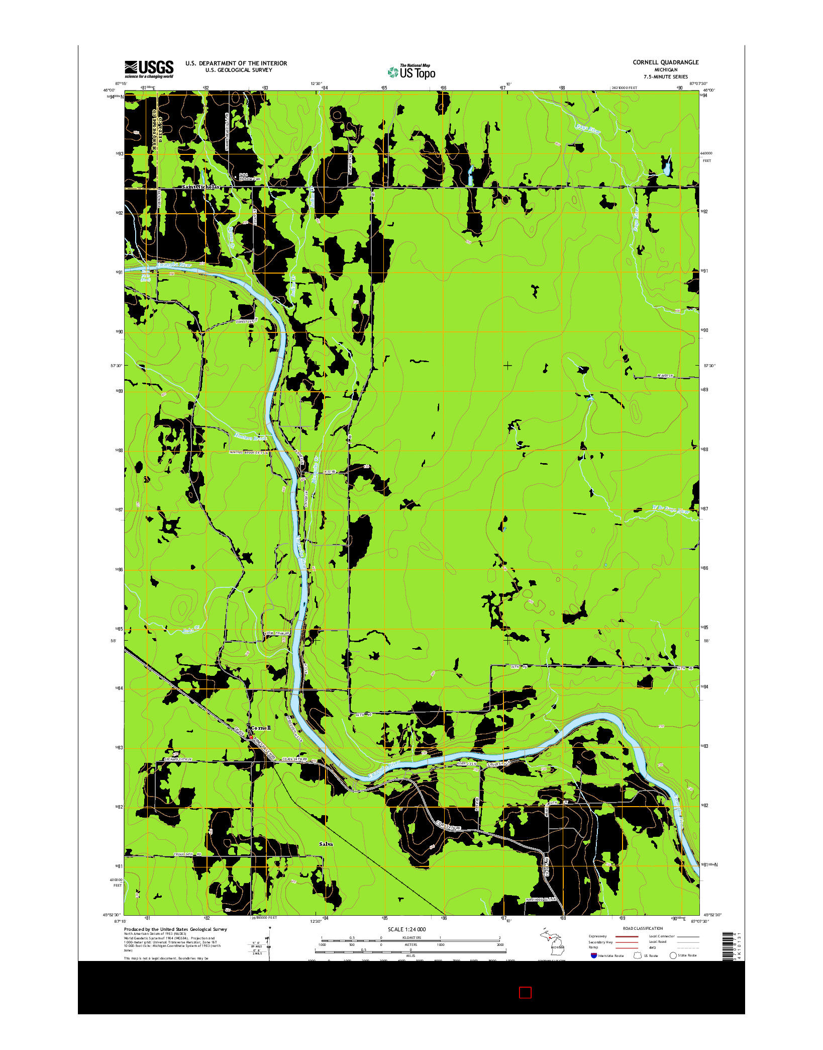 USGS US TOPO 7.5-MINUTE MAP FOR CORNELL, MI 2014