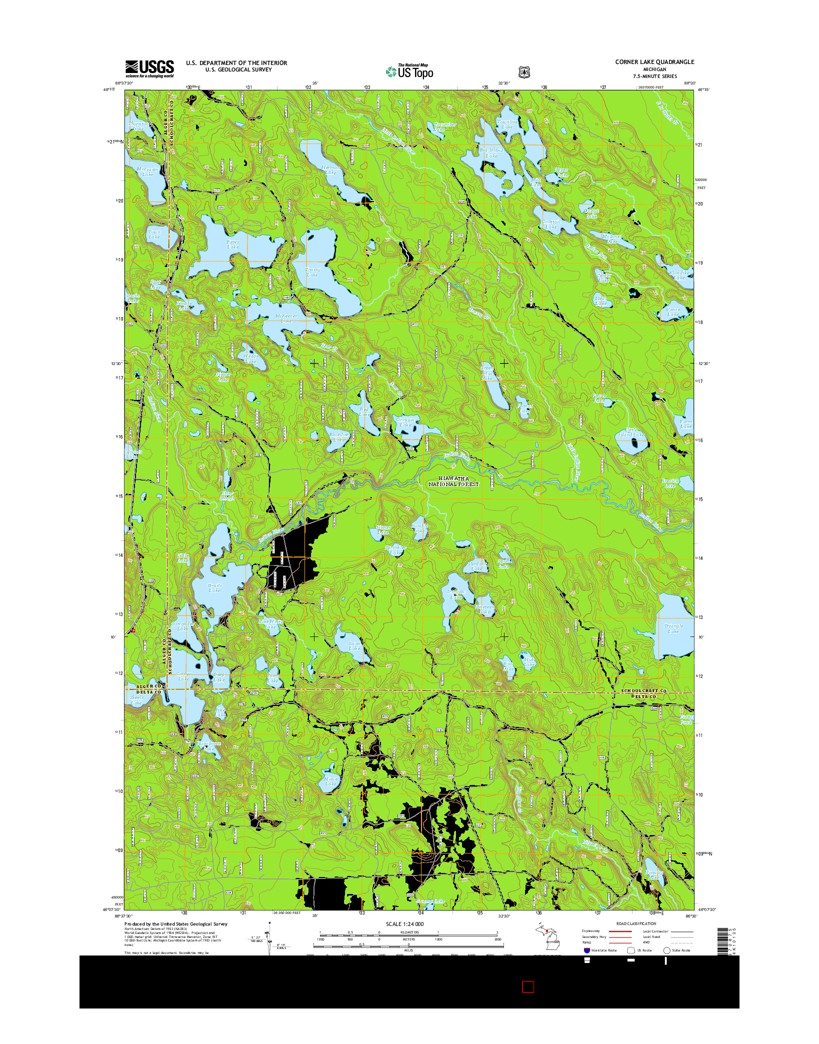 USGS US TOPO 7.5-MINUTE MAP FOR CORNER LAKE, MI 2014