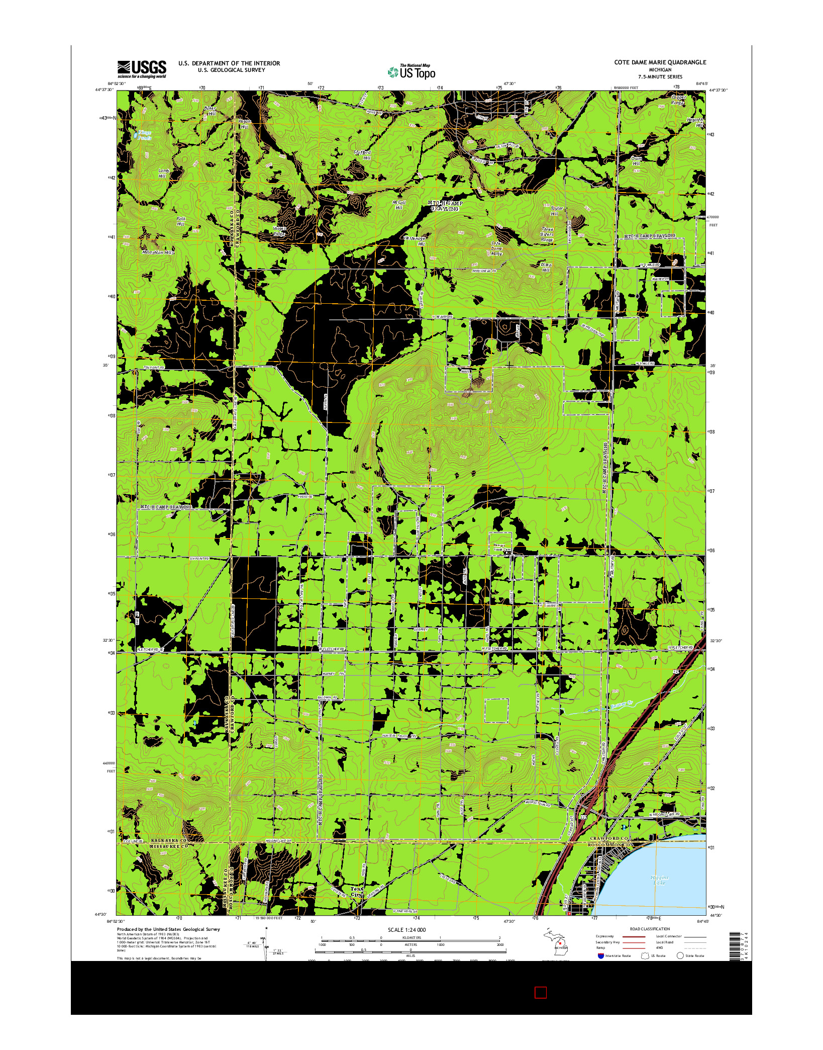 USGS US TOPO 7.5-MINUTE MAP FOR COTE DAME MARIE, MI 2014