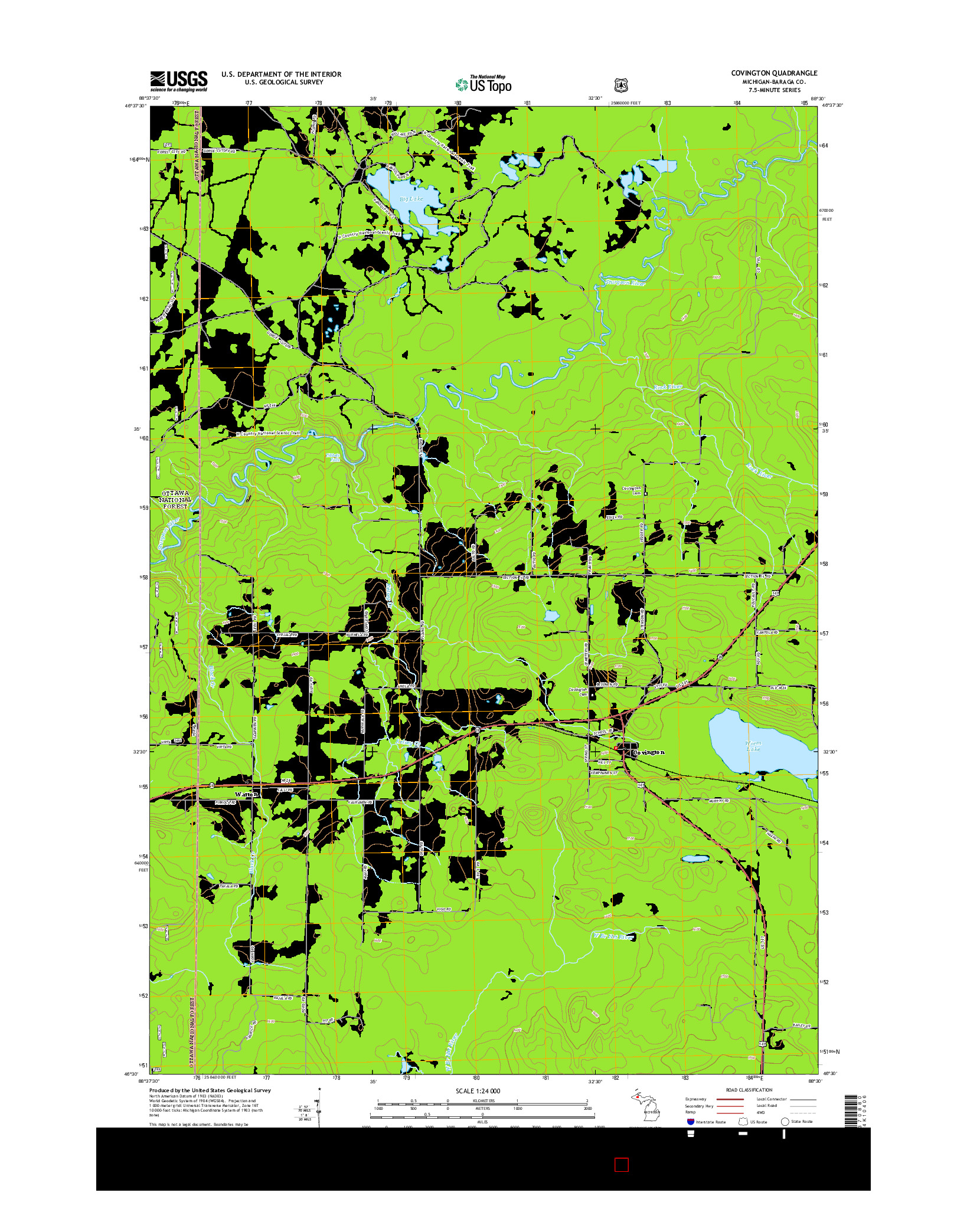 USGS US TOPO 7.5-MINUTE MAP FOR COVINGTON, MI 2014