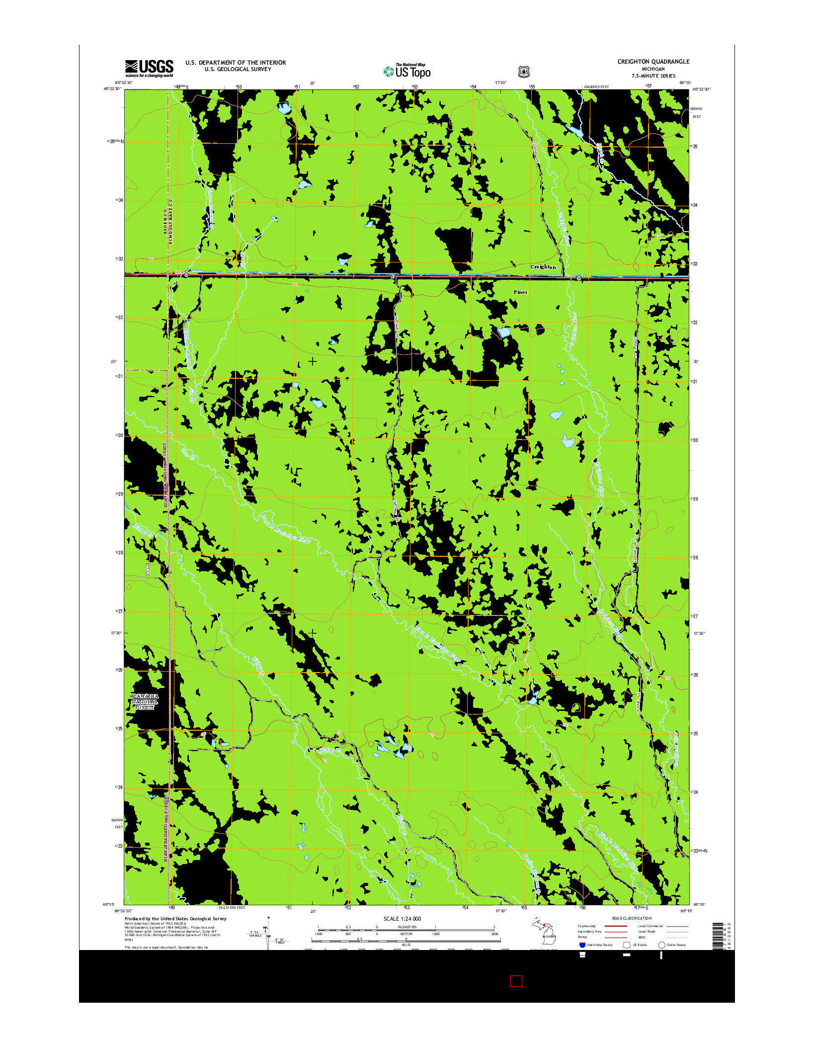 USGS US TOPO 7.5-MINUTE MAP FOR CREIGHTON, MI 2014