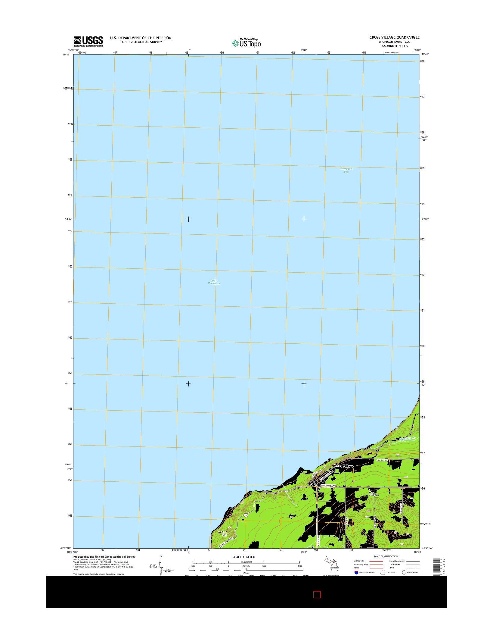 USGS US TOPO 7.5-MINUTE MAP FOR CROSS VILLAGE, MI 2014