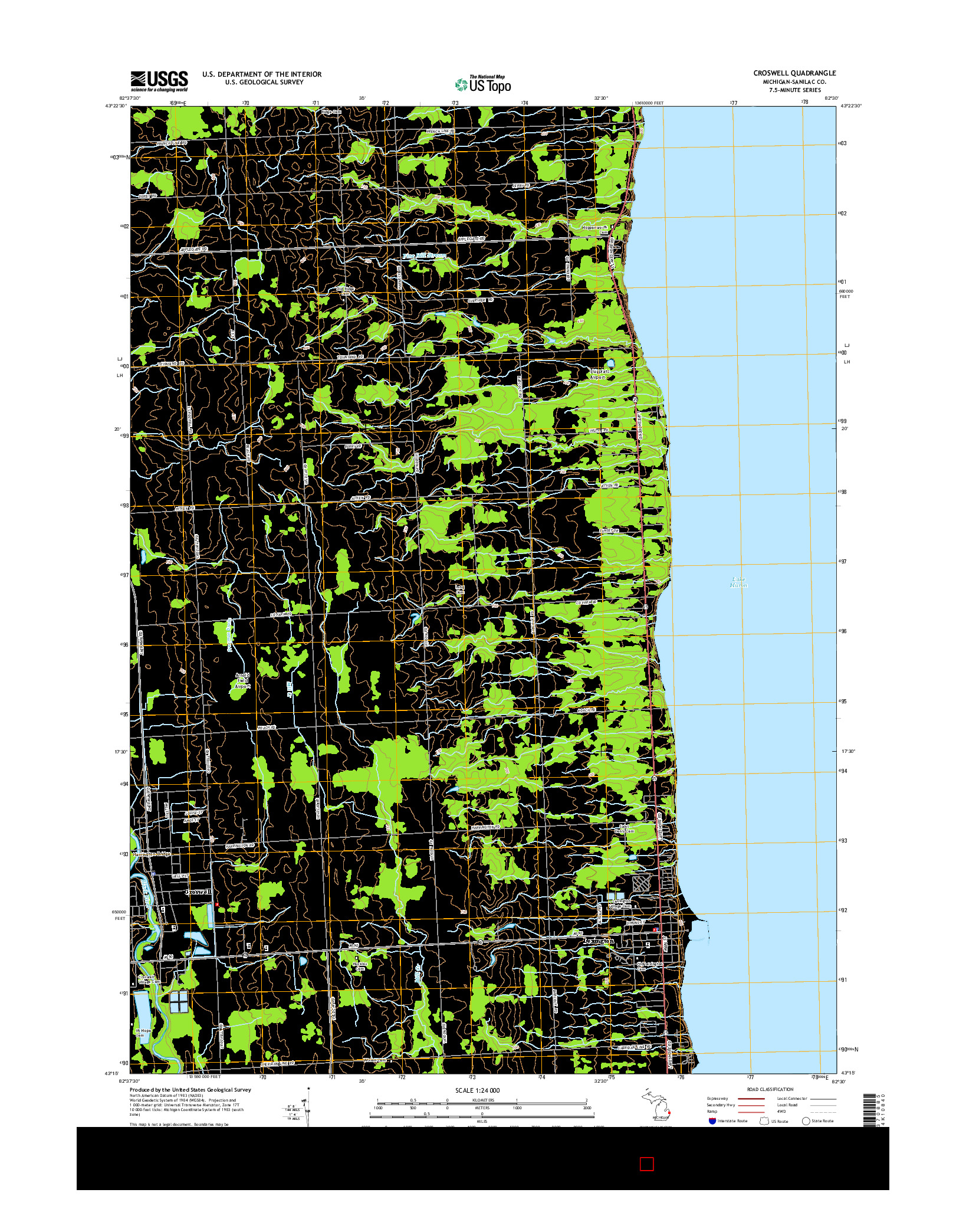 USGS US TOPO 7.5-MINUTE MAP FOR CROSWELL, MI 2014