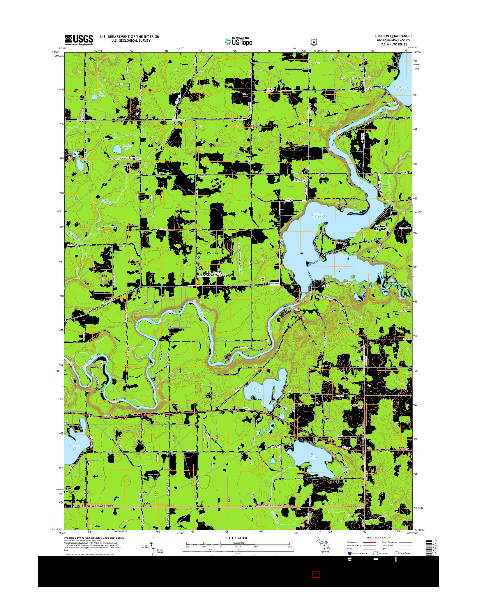 USGS US TOPO 7.5-MINUTE MAP FOR CROTON, MI 2014