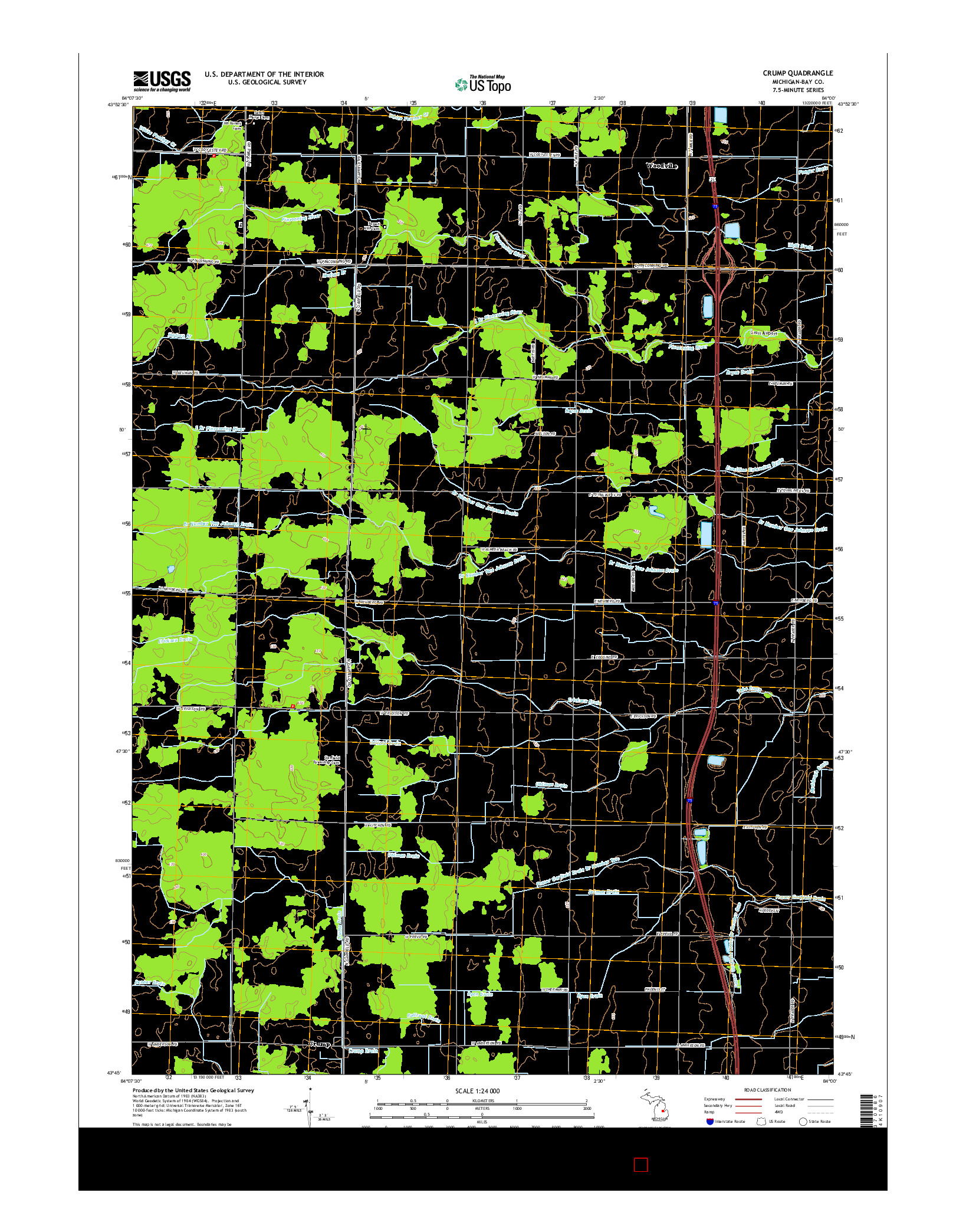 USGS US TOPO 7.5-MINUTE MAP FOR CRUMP, MI 2014