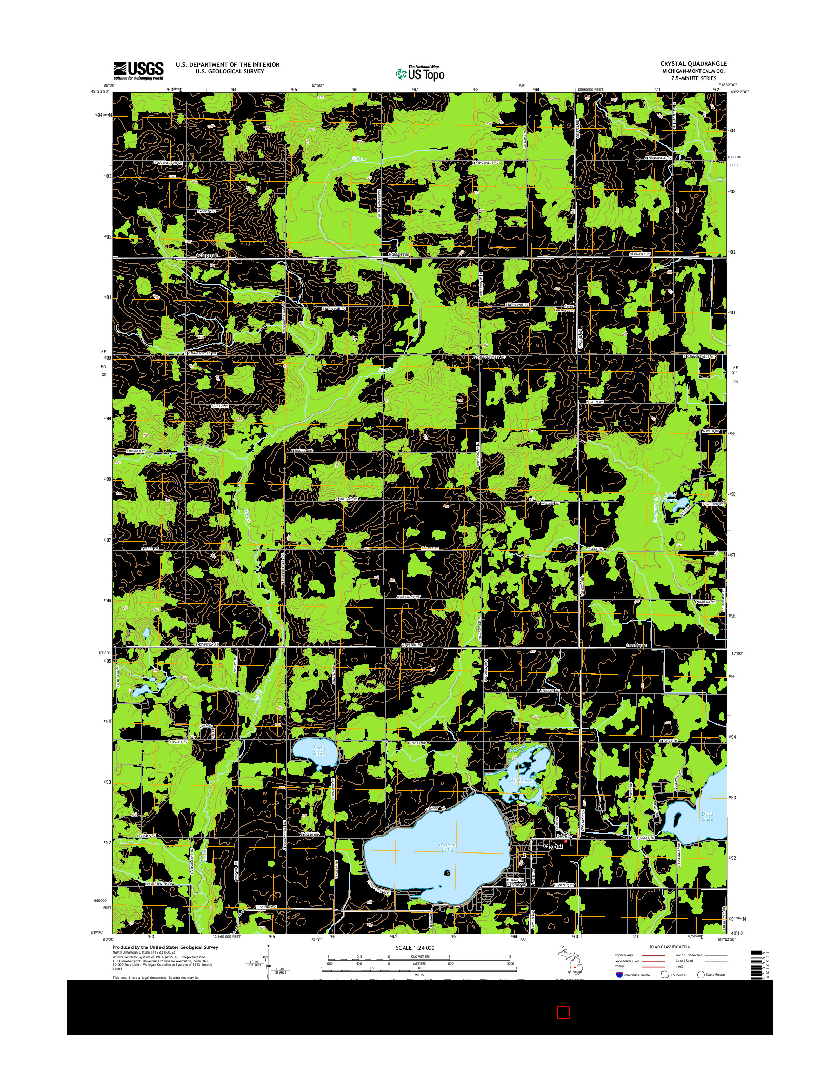 USGS US TOPO 7.5-MINUTE MAP FOR CRYSTAL, MI 2014