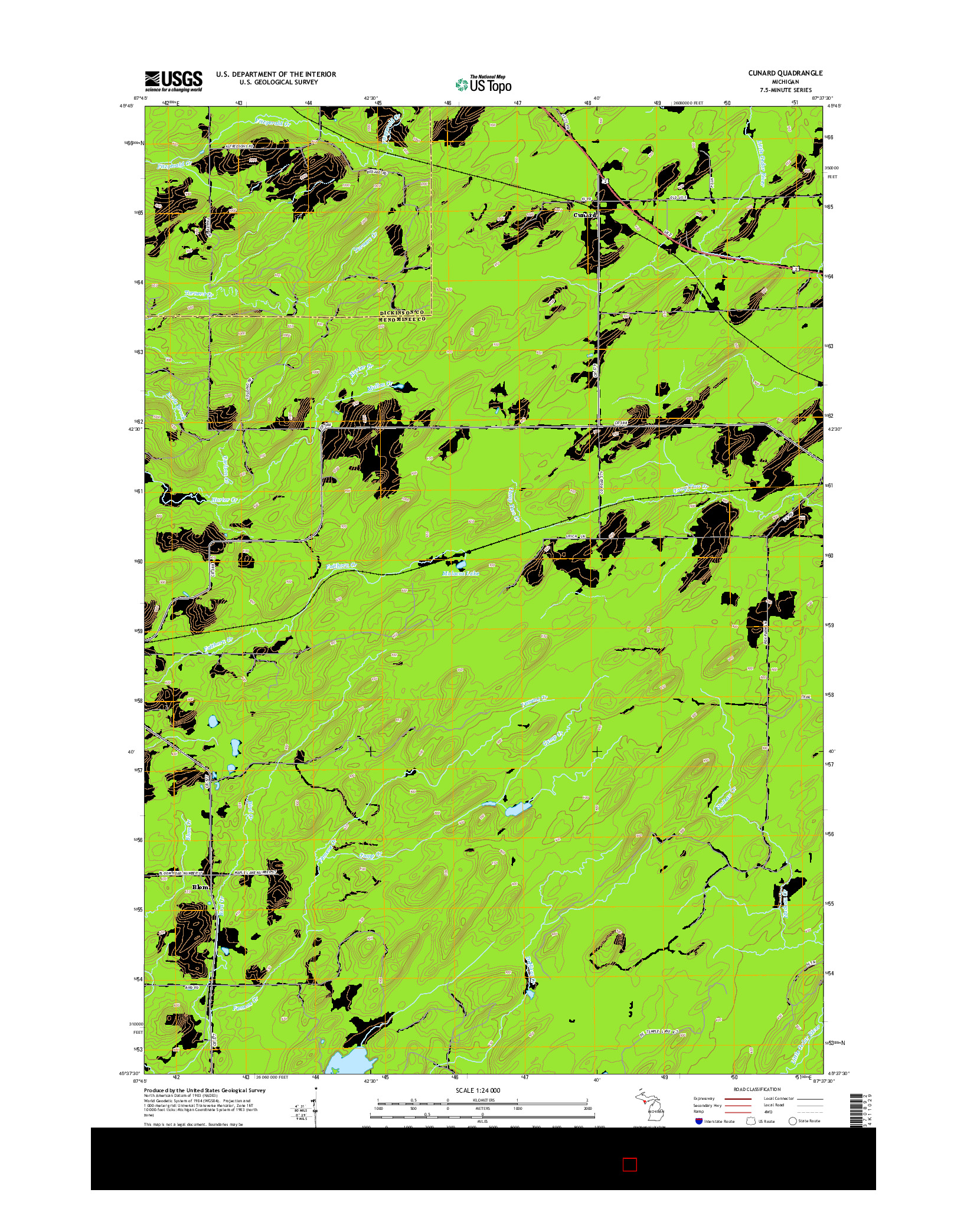 USGS US TOPO 7.5-MINUTE MAP FOR CUNARD, MI 2014