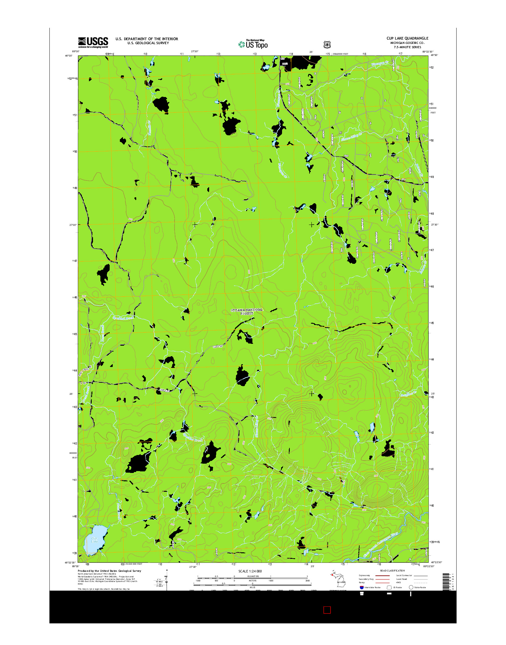 USGS US TOPO 7.5-MINUTE MAP FOR CUP LAKE, MI 2014