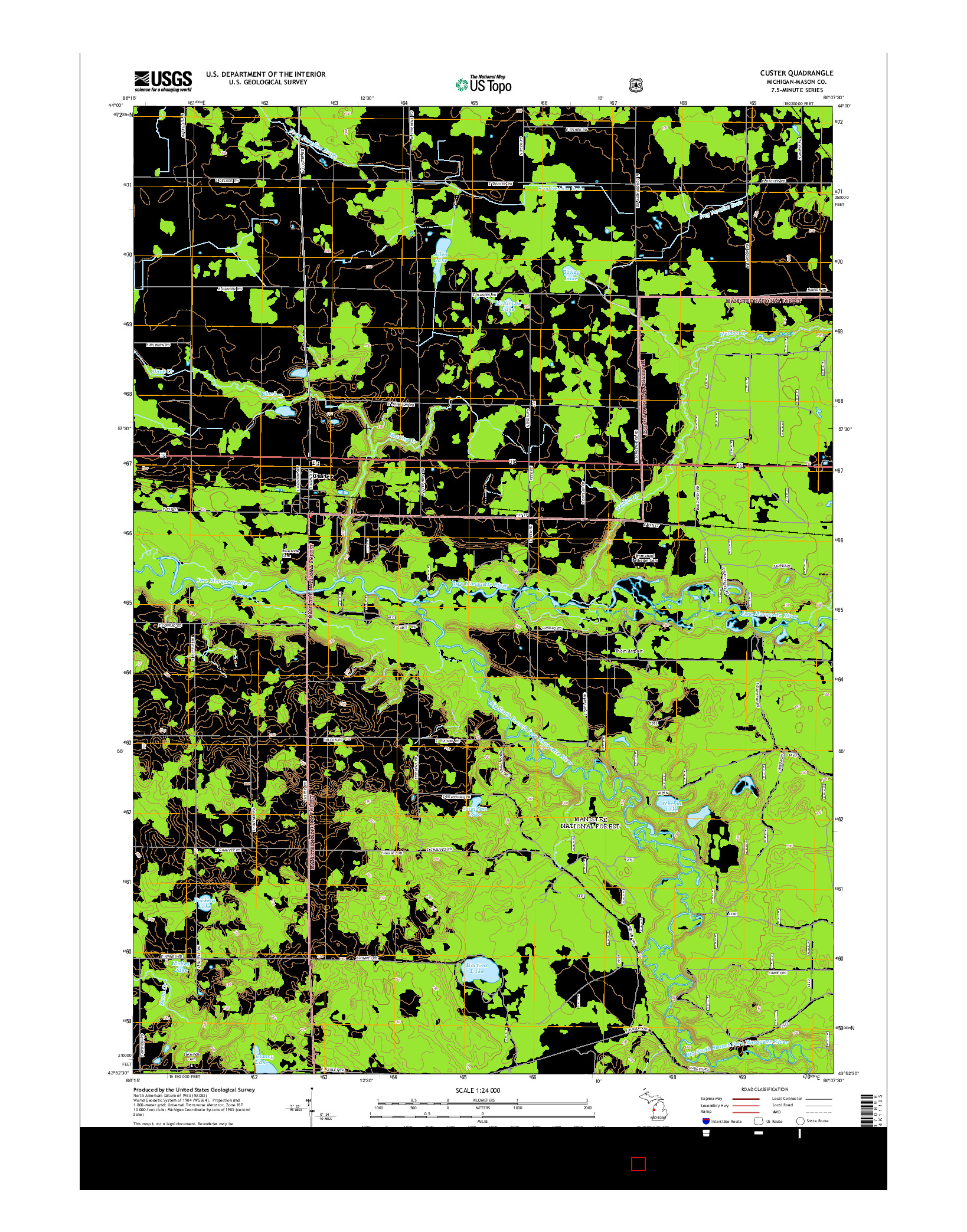 USGS US TOPO 7.5-MINUTE MAP FOR CUSTER, MI 2014
