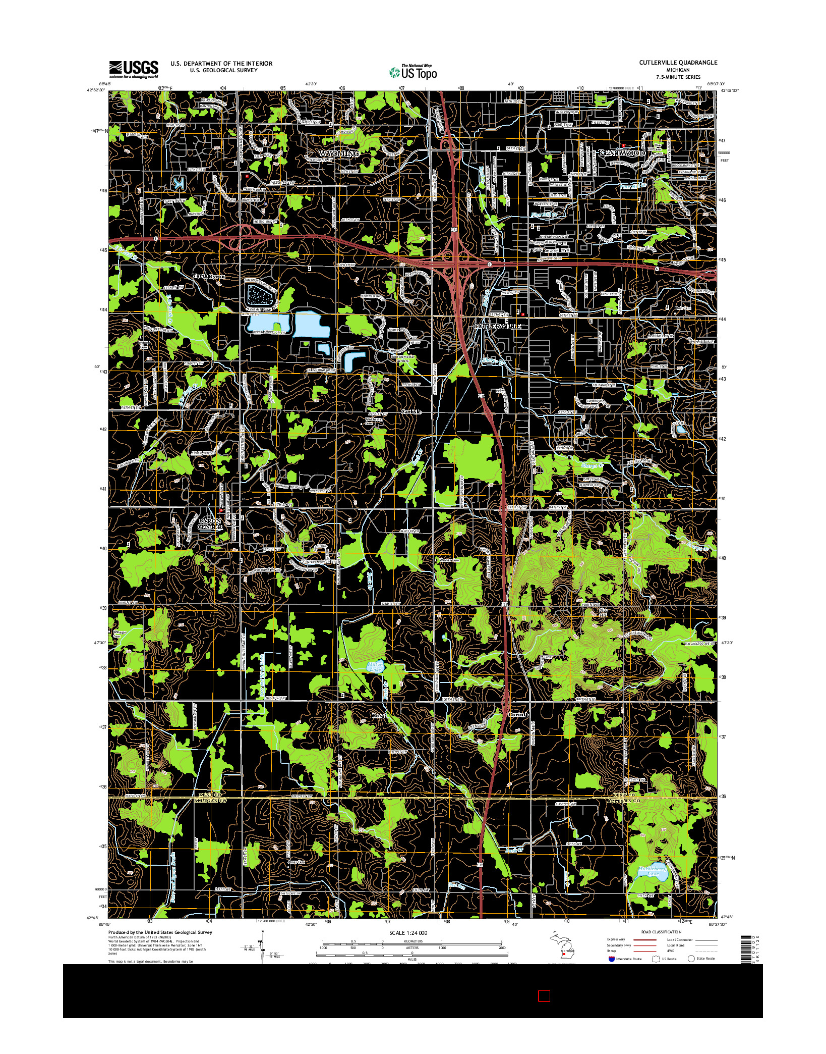 USGS US TOPO 7.5-MINUTE MAP FOR CUTLERVILLE, MI 2014