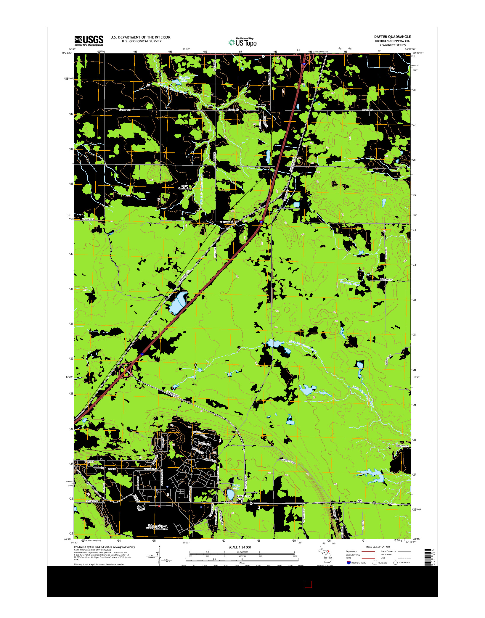 USGS US TOPO 7.5-MINUTE MAP FOR DAFTER, MI 2014
