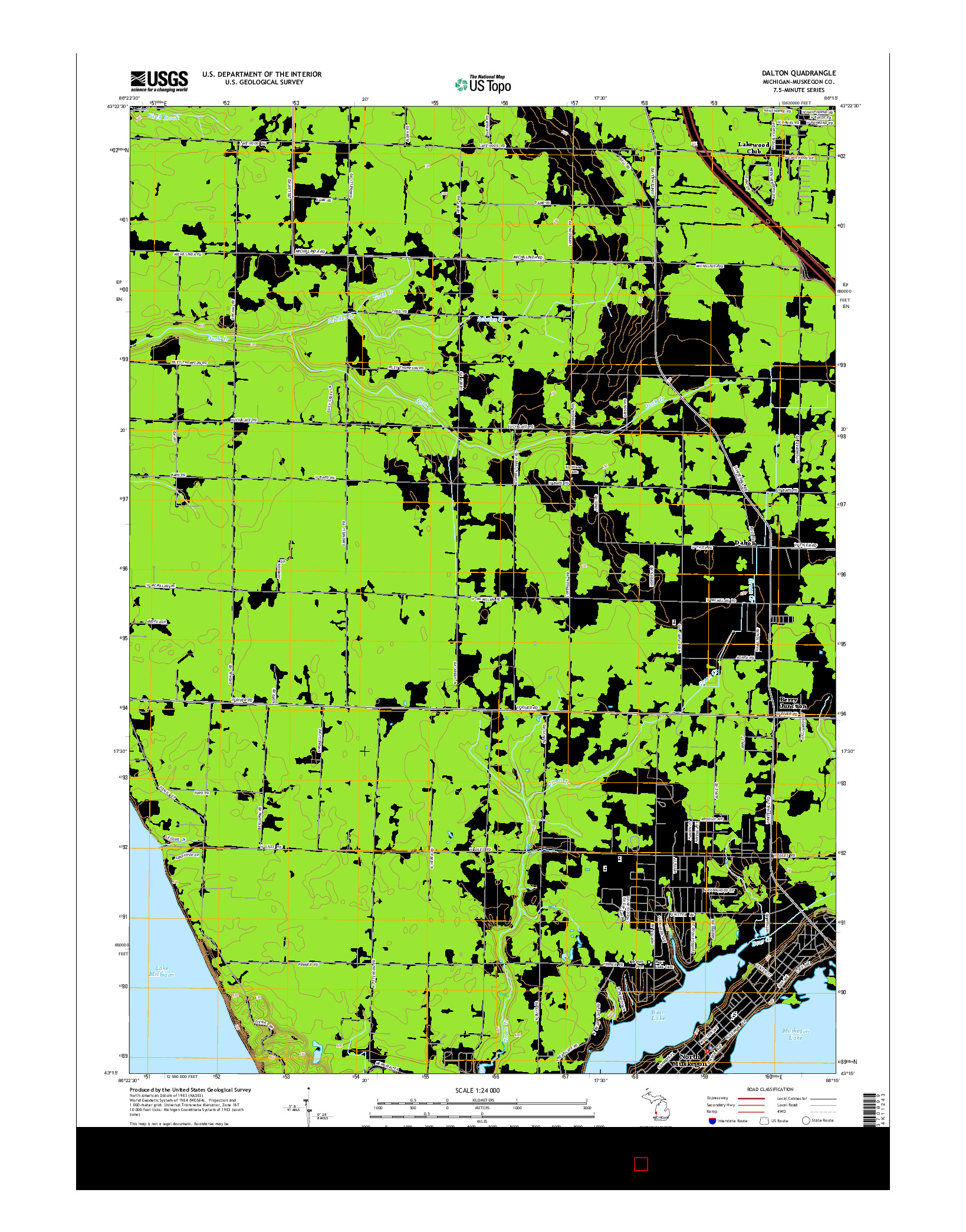 USGS US TOPO 7.5-MINUTE MAP FOR DALTON, MI 2014