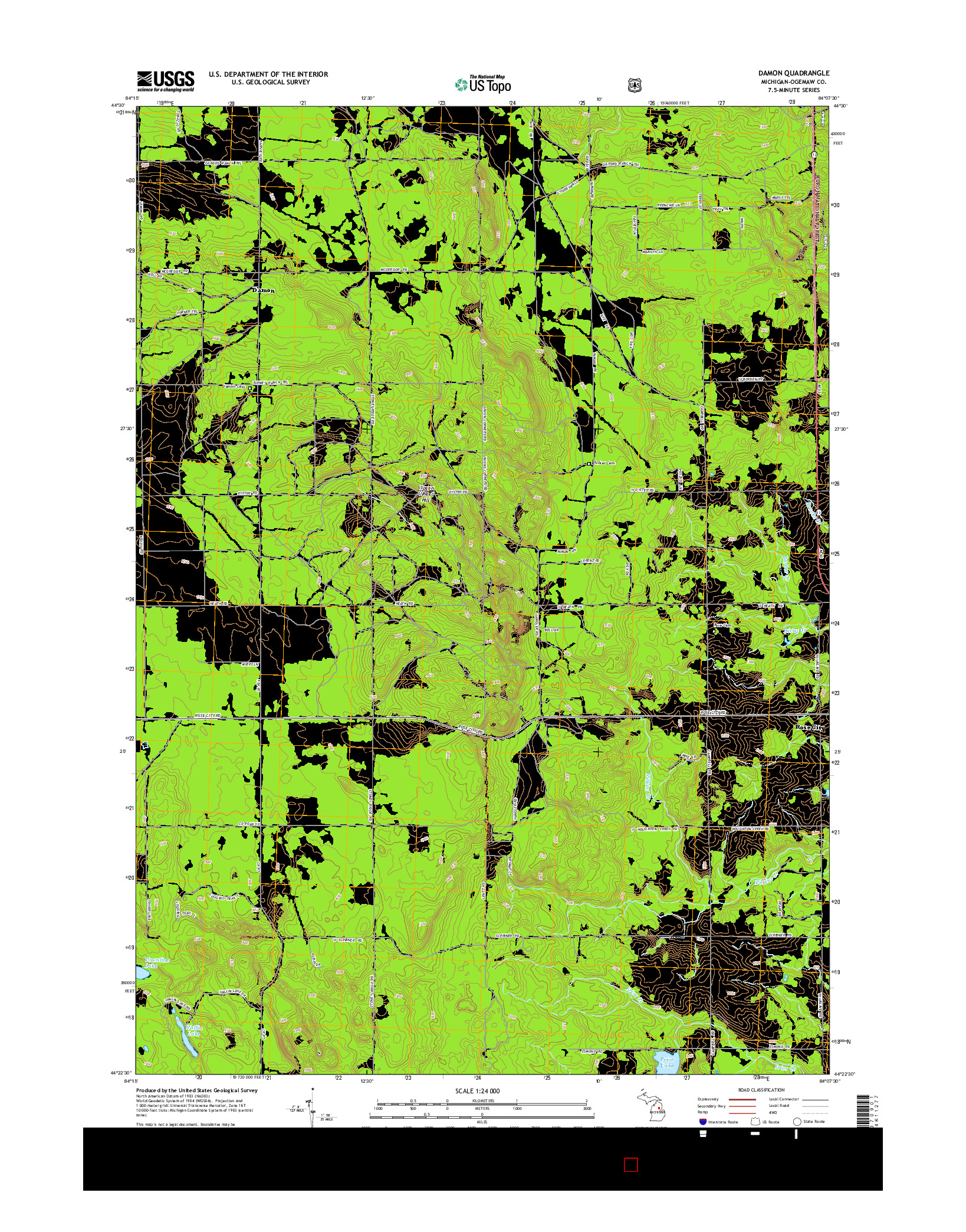 USGS US TOPO 7.5-MINUTE MAP FOR DAMON, MI 2014
