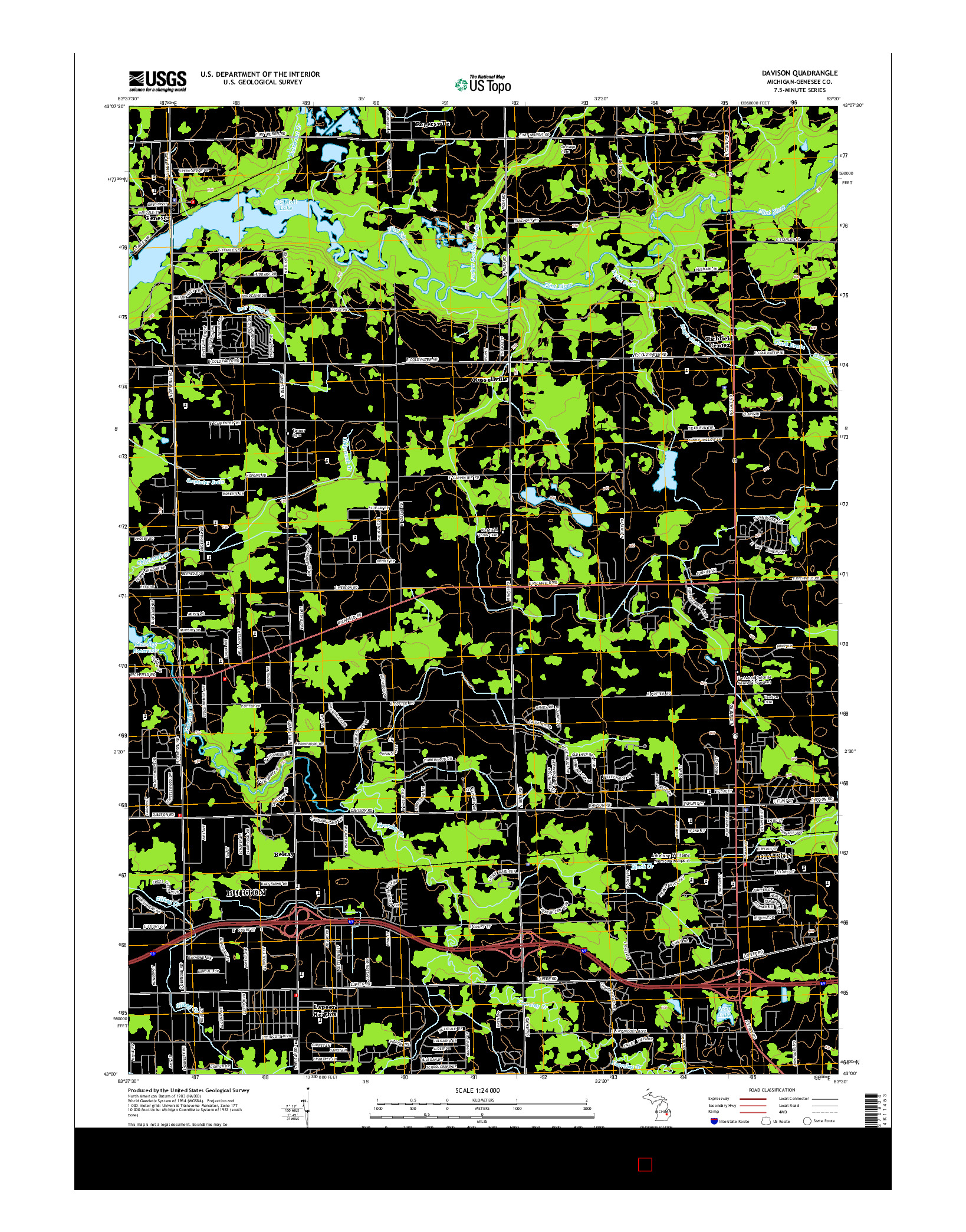 USGS US TOPO 7.5-MINUTE MAP FOR DAVISON, MI 2014