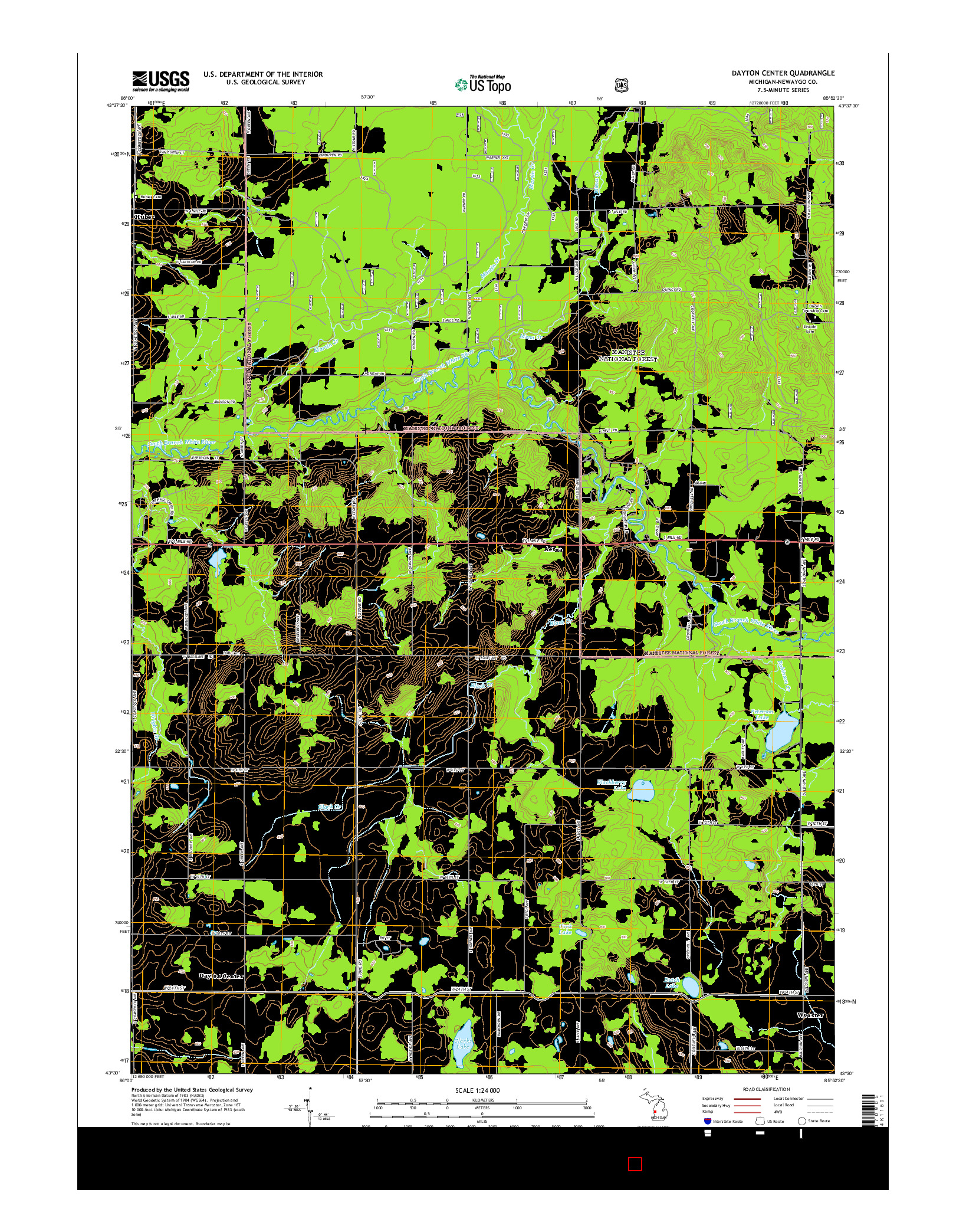 USGS US TOPO 7.5-MINUTE MAP FOR DAYTON CENTER, MI 2014