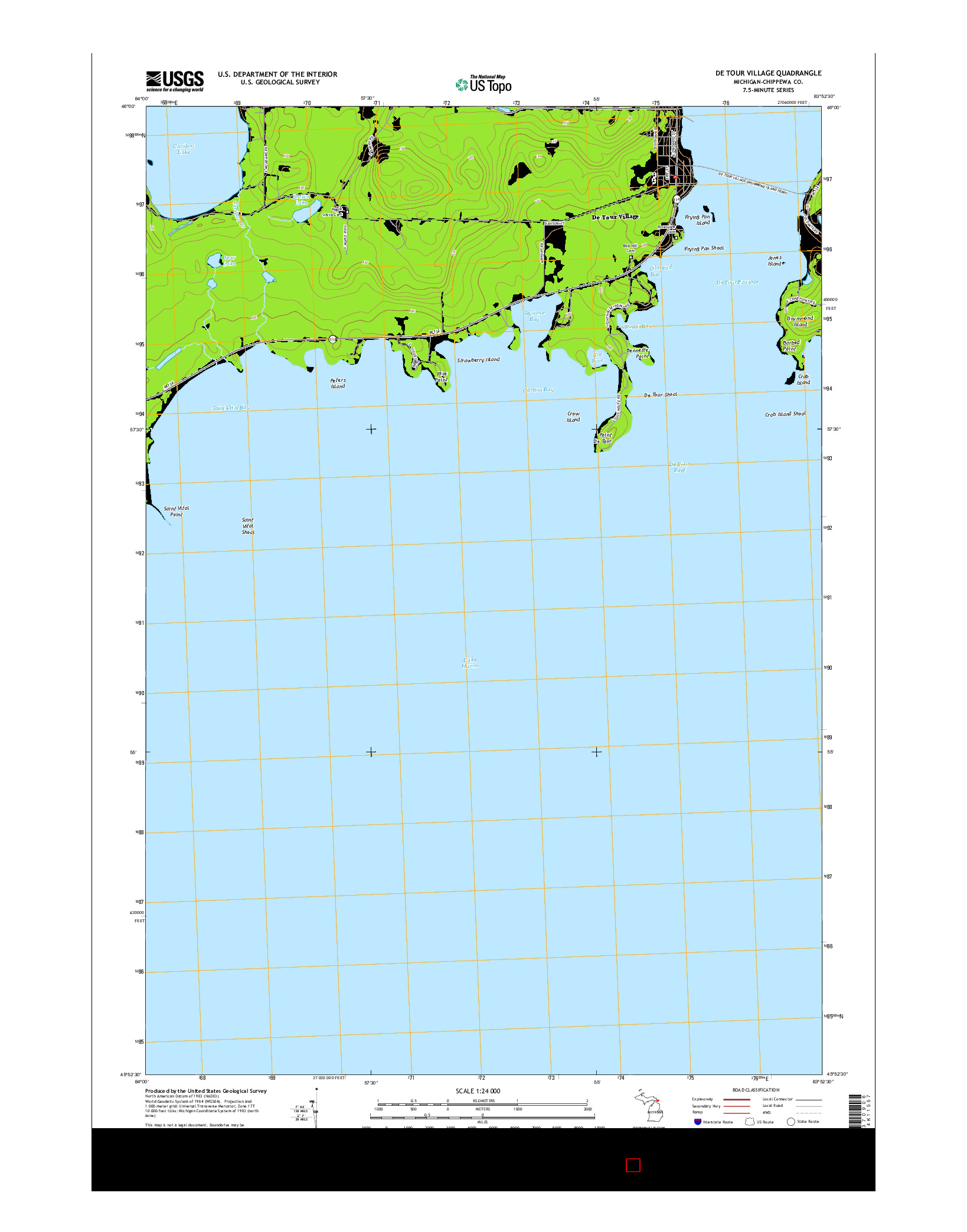 USGS US TOPO 7.5-MINUTE MAP FOR DE TOUR VILLAGE, MI 2014