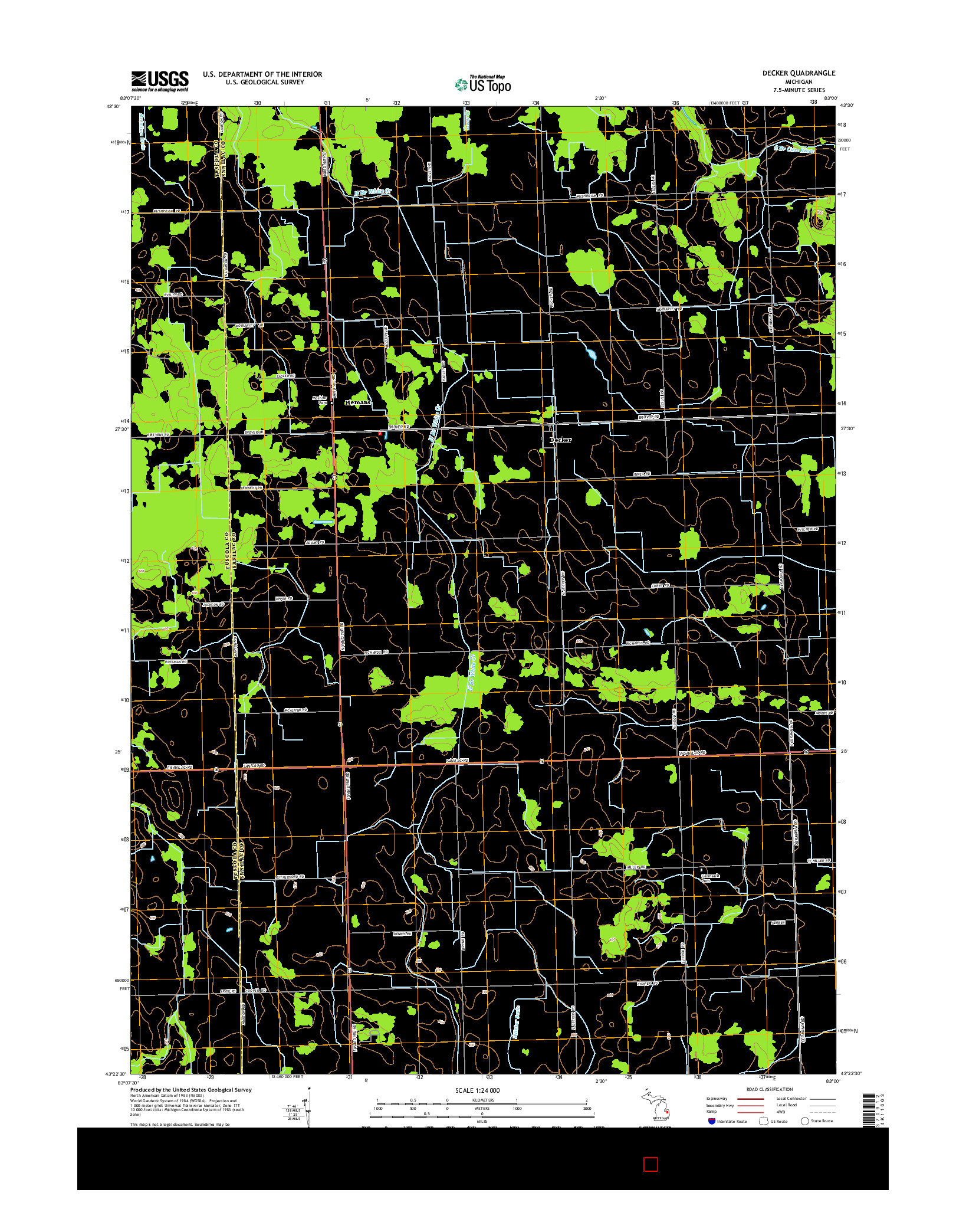 USGS US TOPO 7.5-MINUTE MAP FOR DECKER, MI 2014